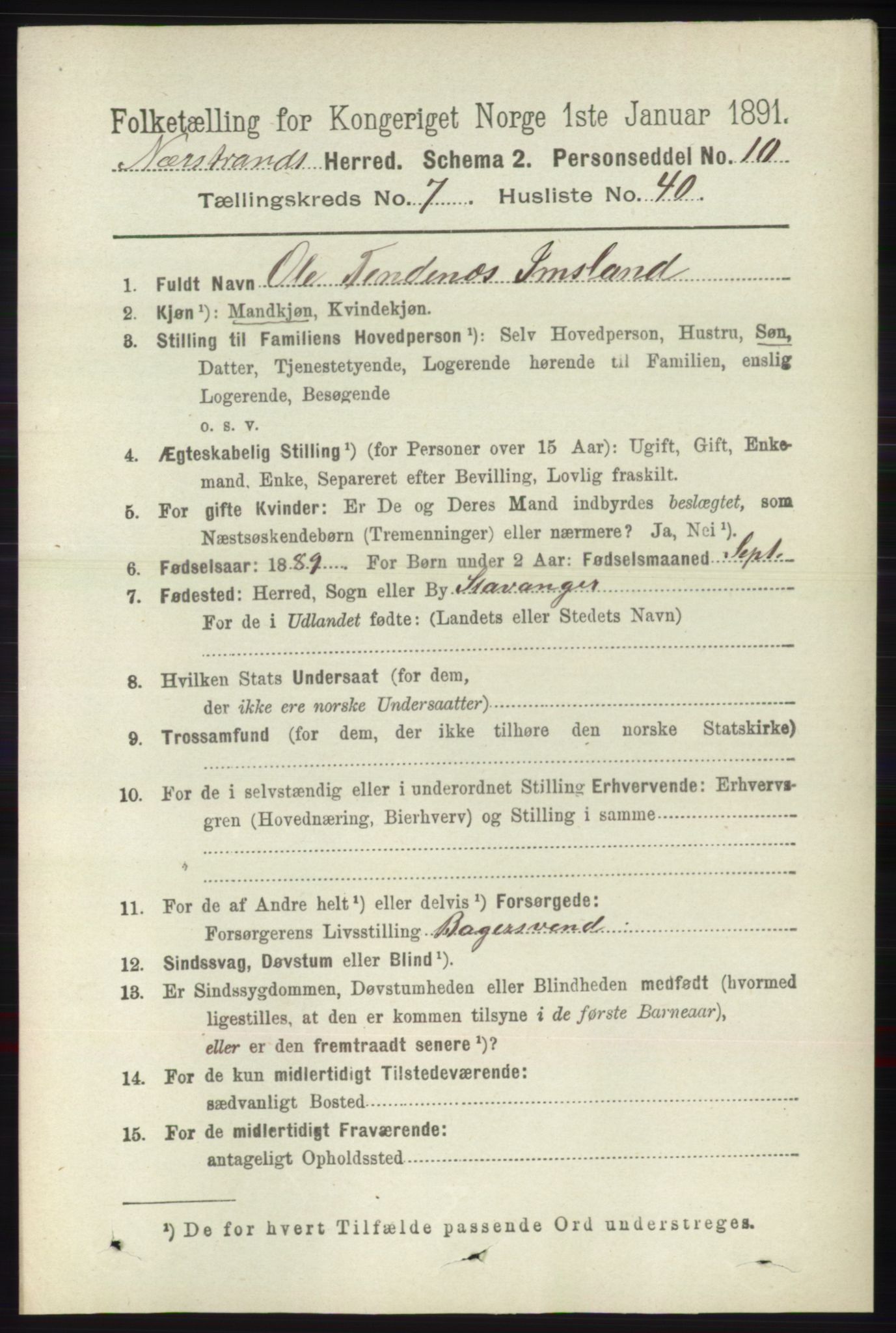 RA, 1891 census for 1139 Nedstrand, 1891, p. 1379