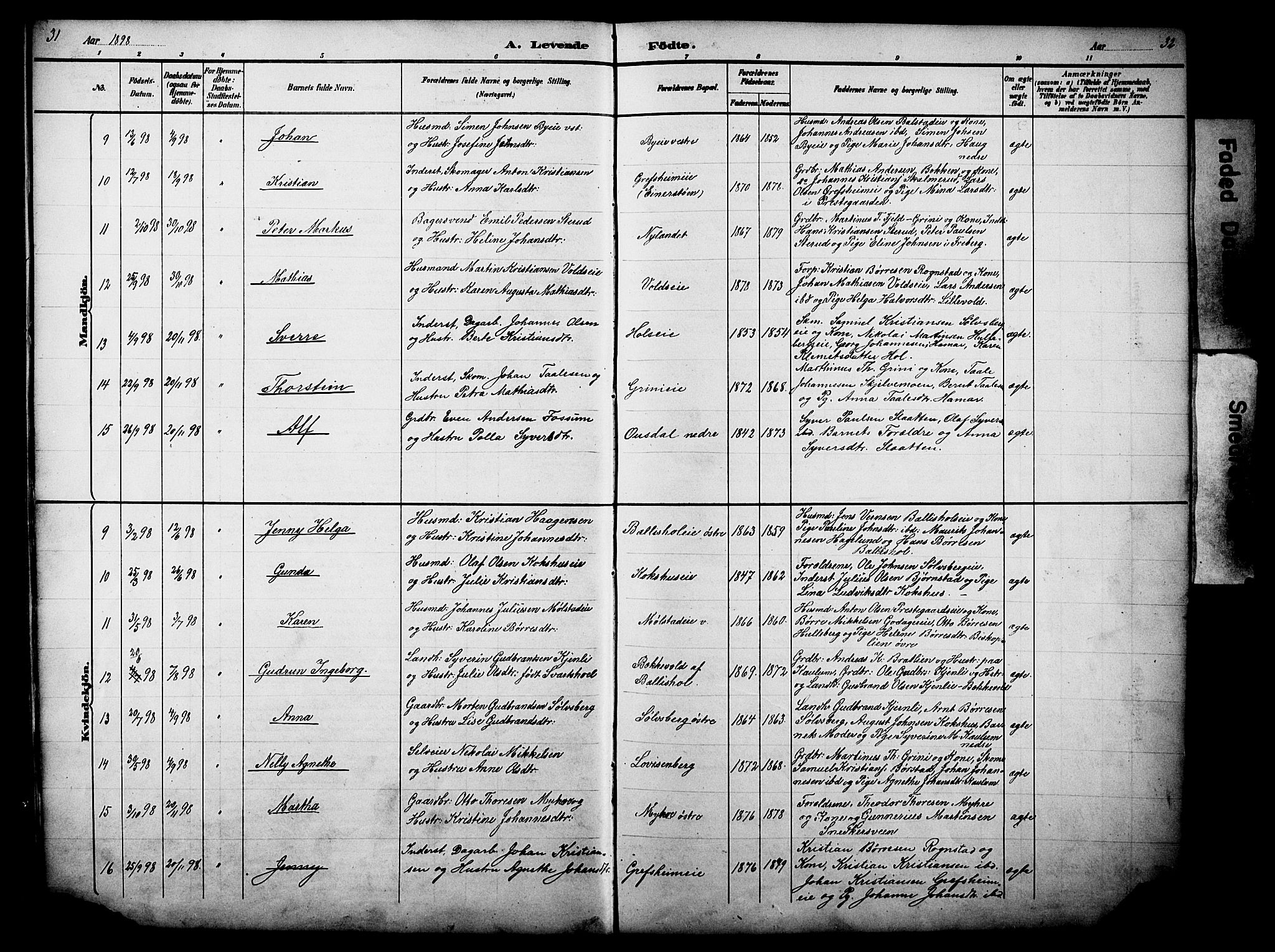 Nes prestekontor, Hedmark, AV/SAH-PREST-020/L/La/L0006: Parish register (copy) no. 6, 1890-1932, p. 31-32