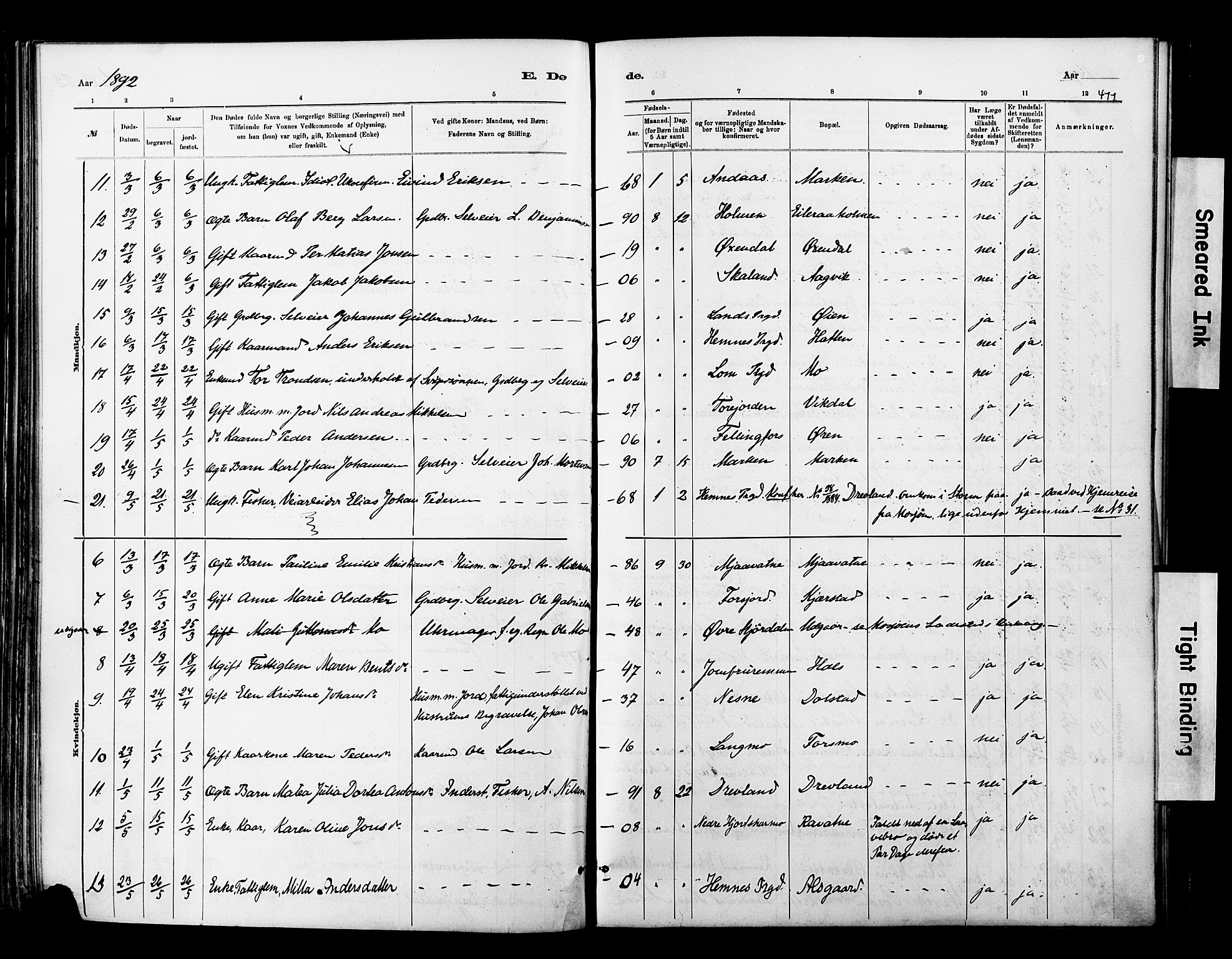 Ministerialprotokoller, klokkerbøker og fødselsregistre - Nordland, SAT/A-1459/820/L0295: Parish register (official) no. 820A16, 1880-1896, p. 411