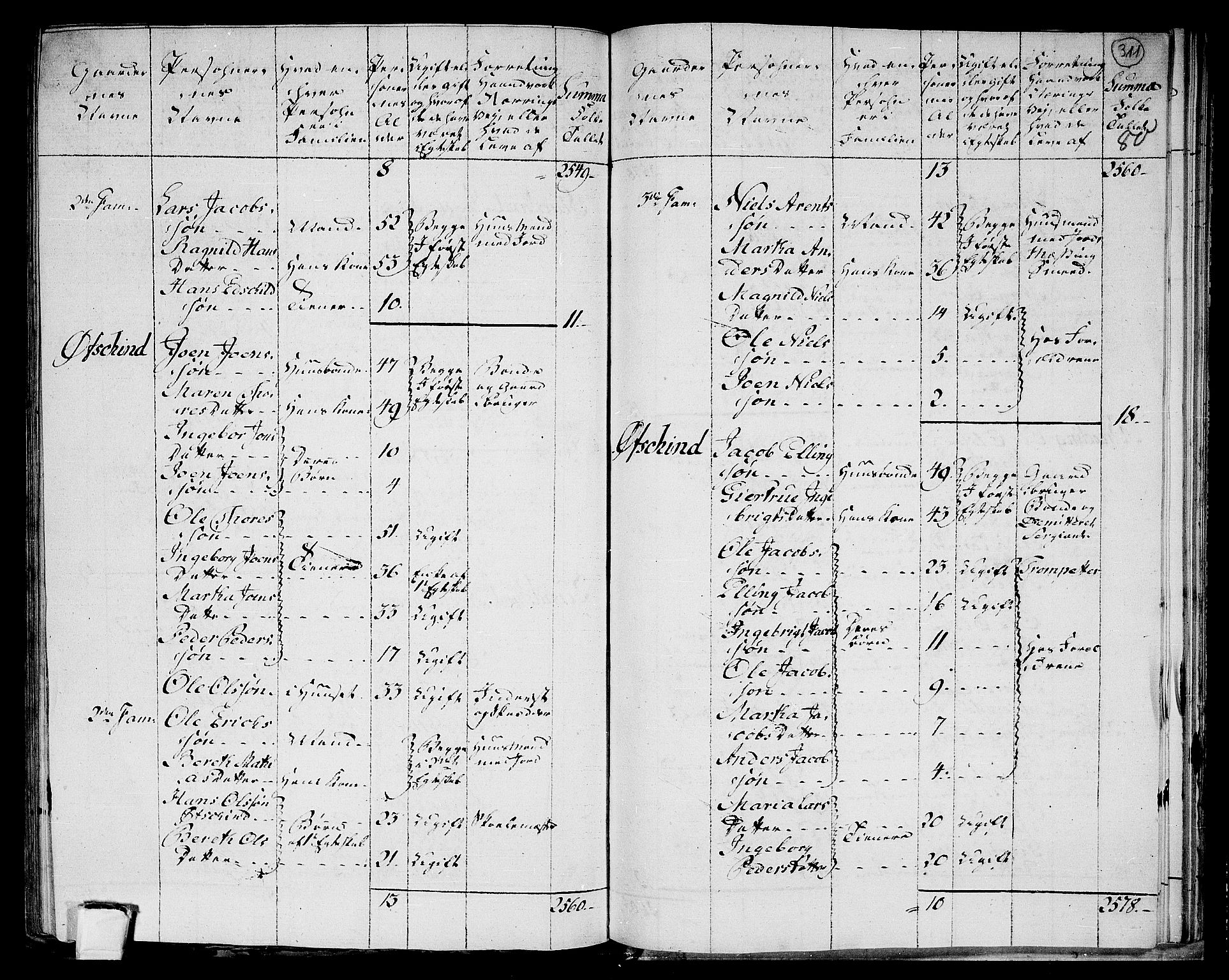 RA, 1801 census for 1721P Verdal, 1801, p. 310b-311a