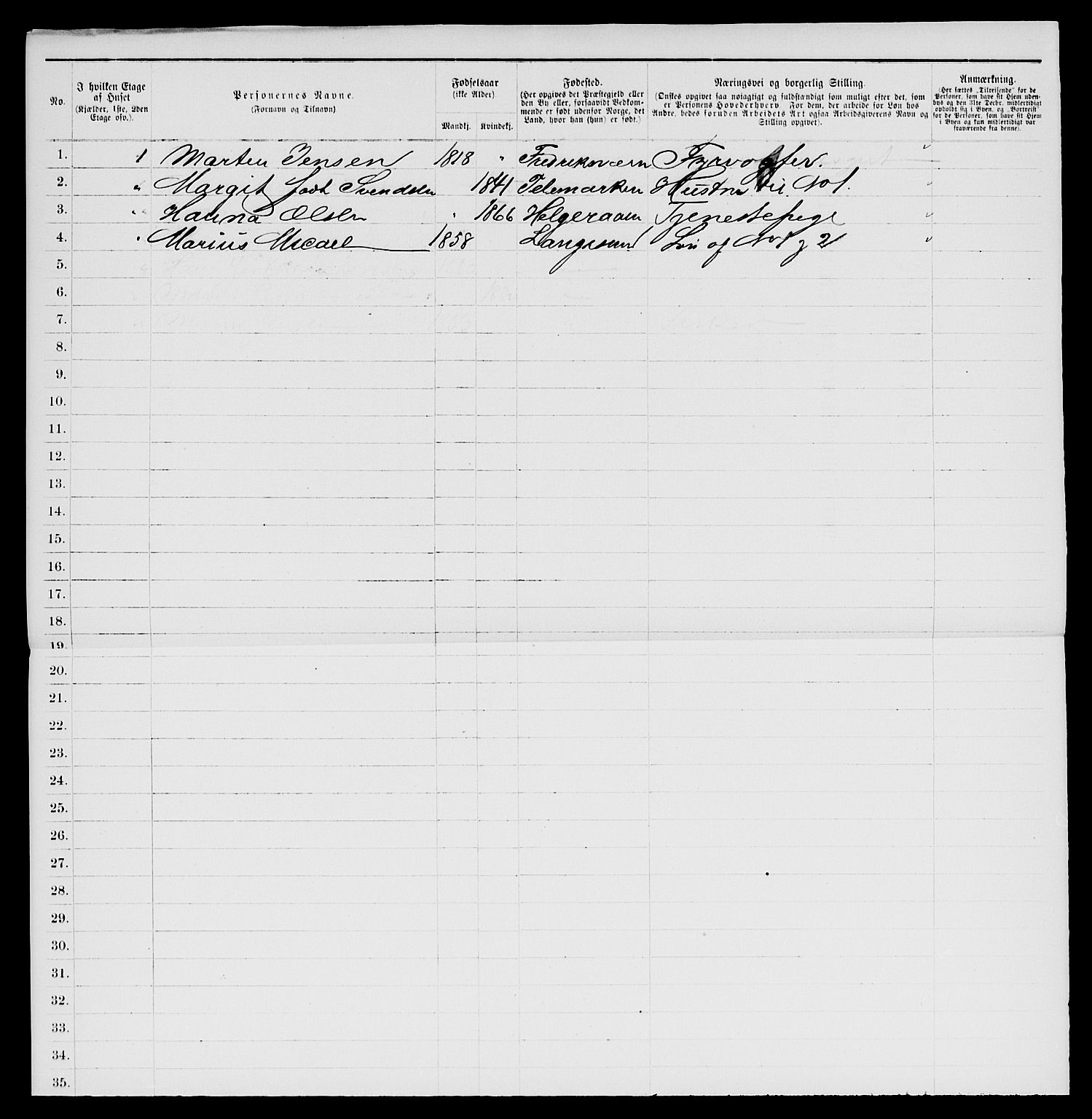 SAKO, 1885 census for 0802 Langesund, 1885, p. 464