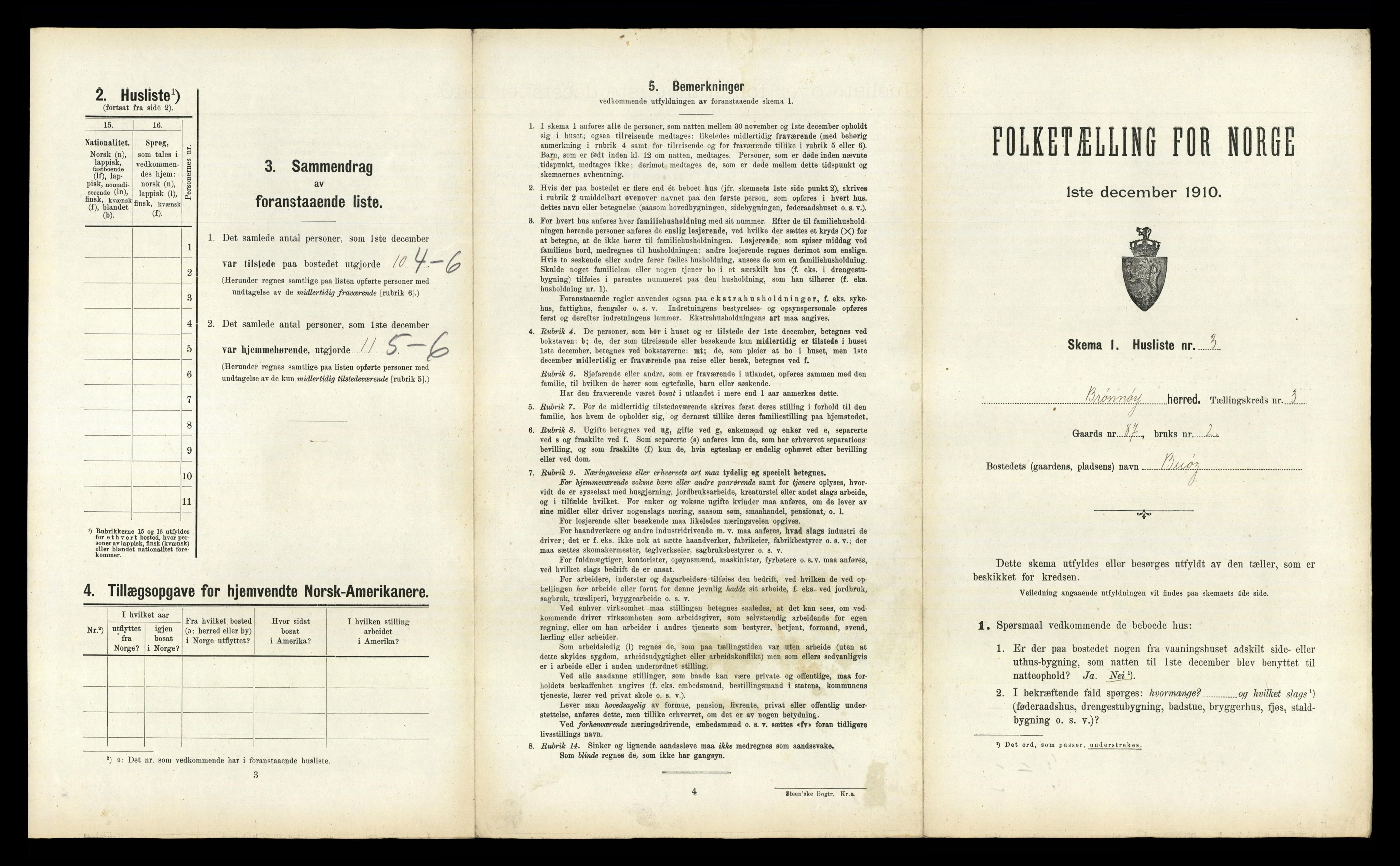 RA, 1910 census for Brønnøy, 1910, p. 191