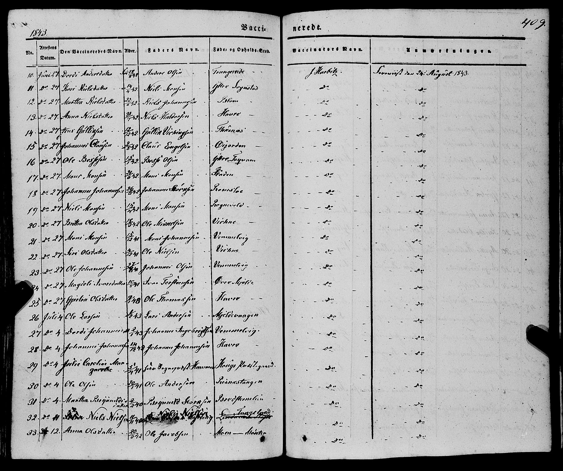 Haus sokneprestembete, AV/SAB-A-75601/H/Haa: Parish register (official) no. A 15, 1838-1847, p. 409