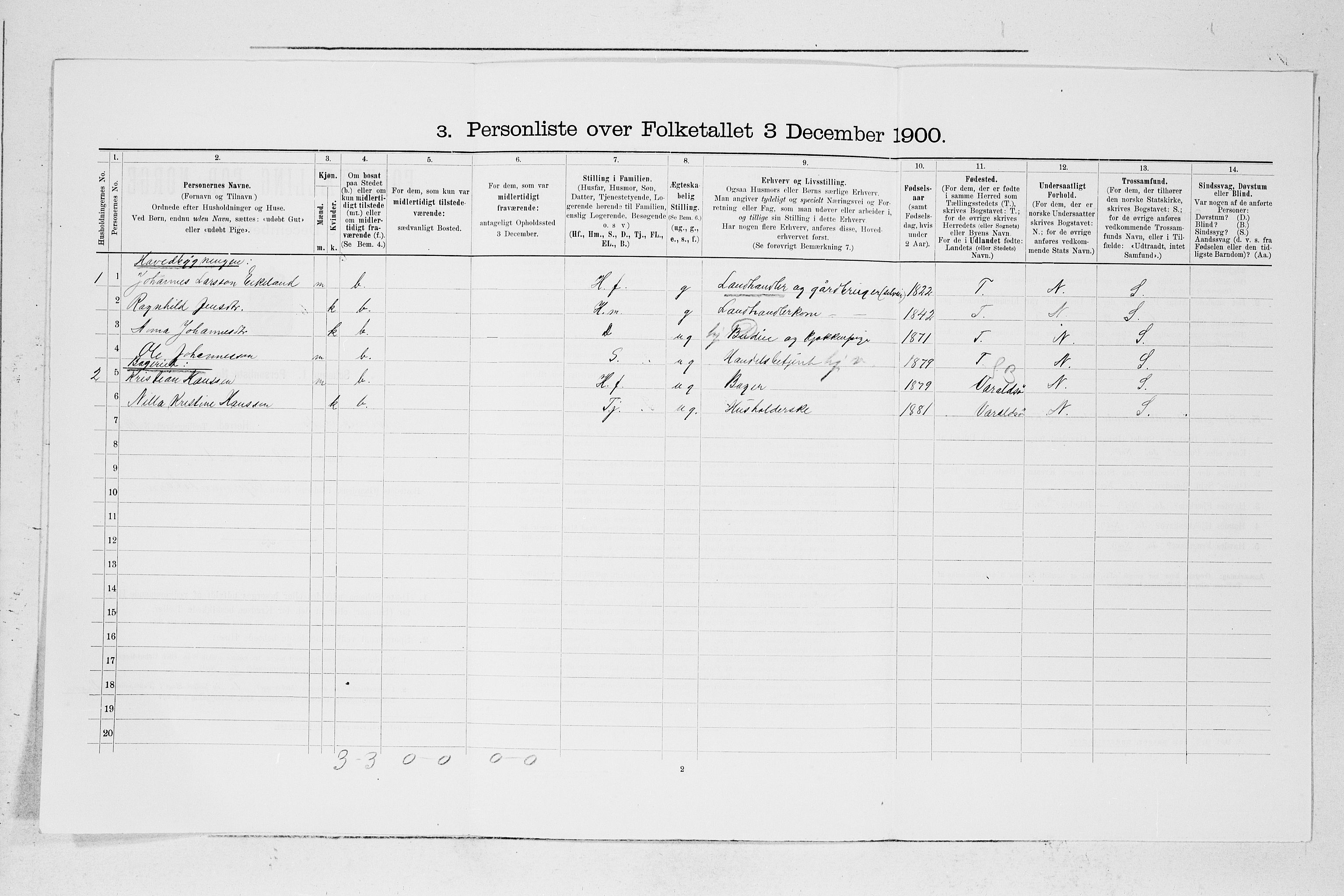 SAB, 1900 census for Kvinnherad, 1900, p. 451