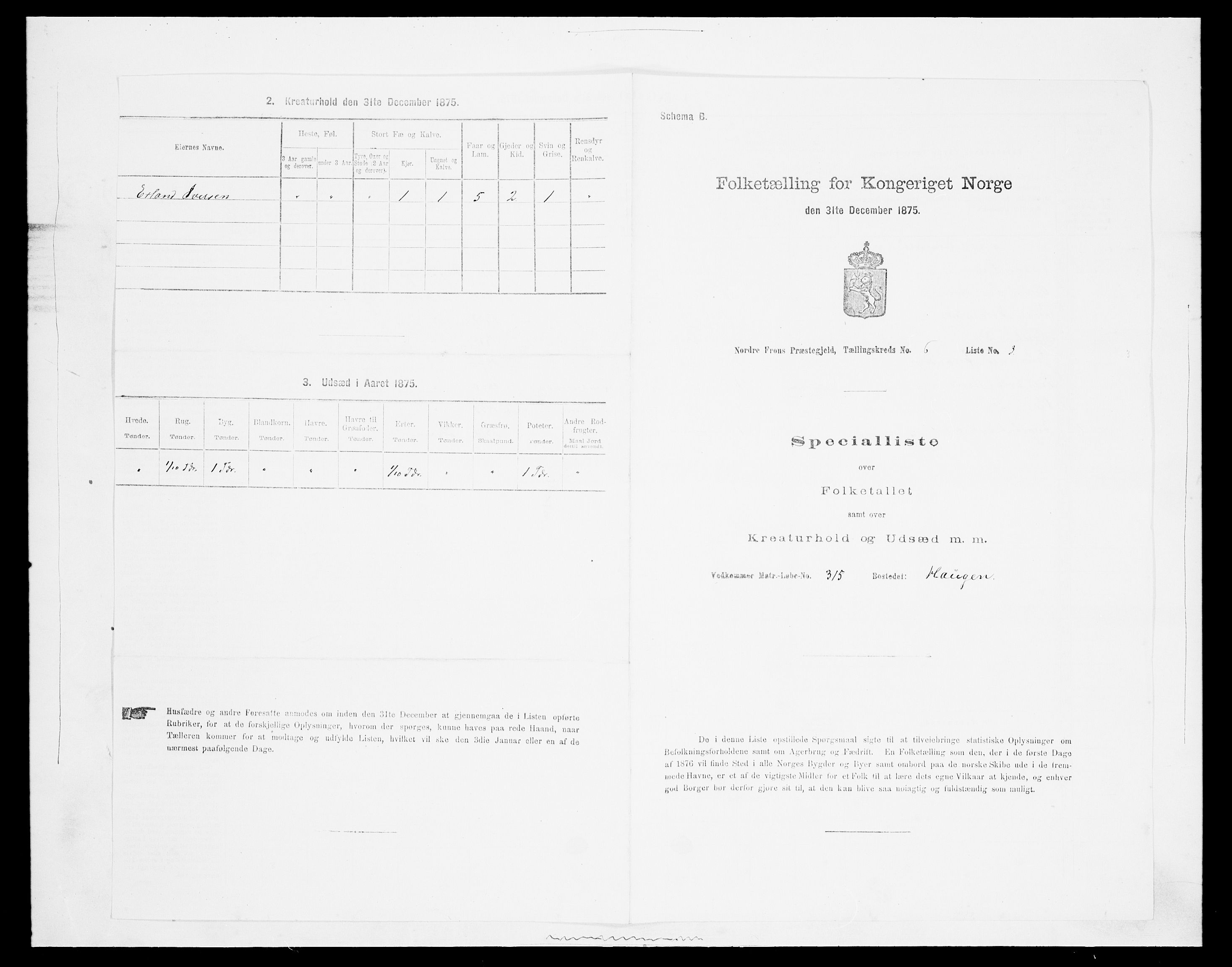 SAH, 1875 census for 0518P Nord-Fron, 1875, p. 928