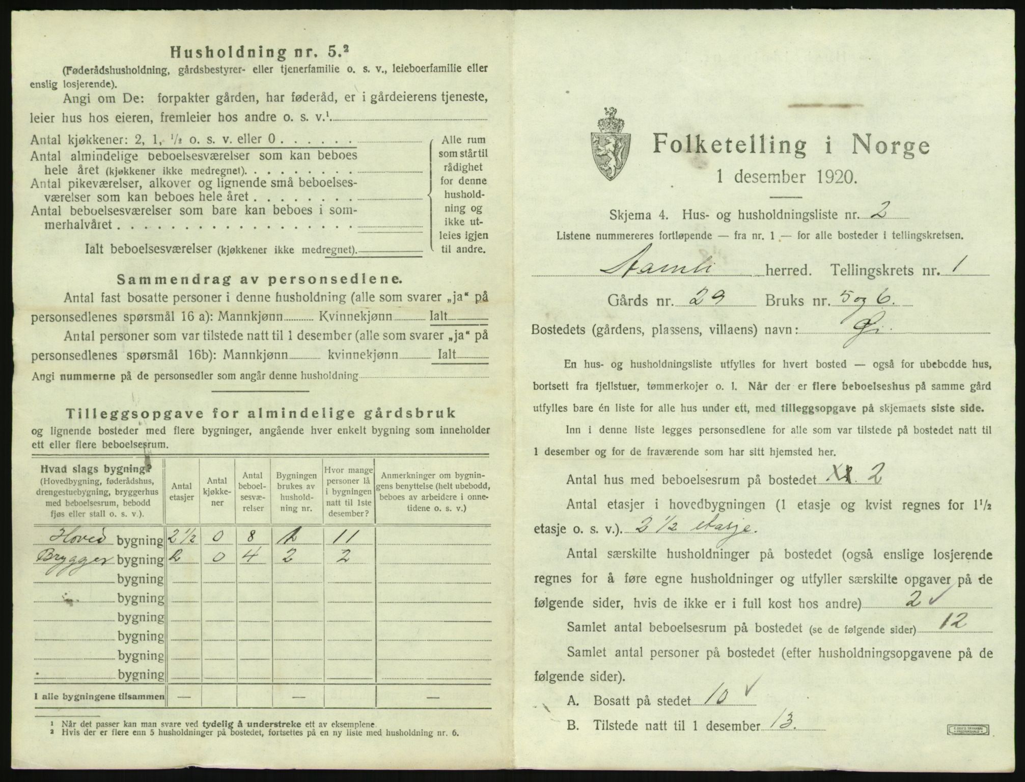 SAK, 1920 census for Åmli, 1920, p. 45