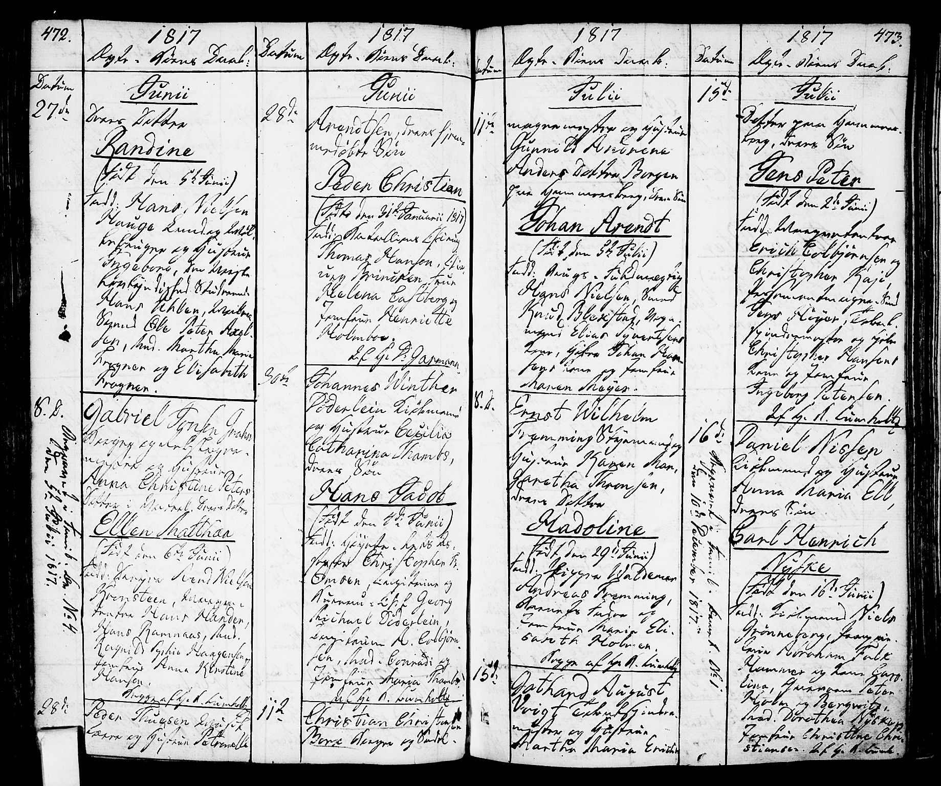 Oslo domkirke Kirkebøker, SAO/A-10752/F/Fa/L0006: Parish register (official) no. 6, 1807-1817, p. 472-473