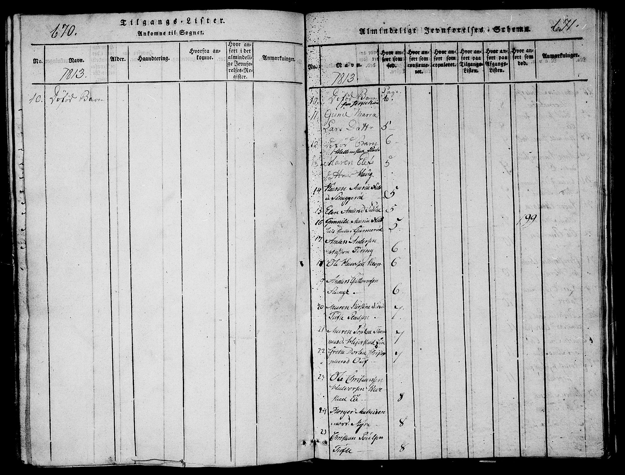 Ramnes kirkebøker, AV/SAKO-A-314/G/Ga/L0001: Parish register (copy) no. I 1, 1813-1847, p. 670-671