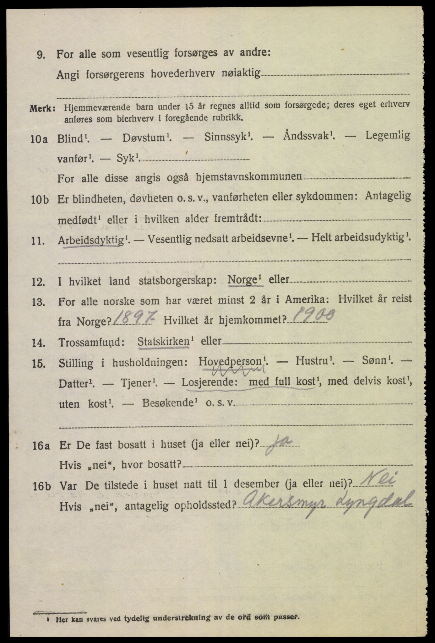 SAK, 1920 census for Lyngdal, 1920, p. 6050