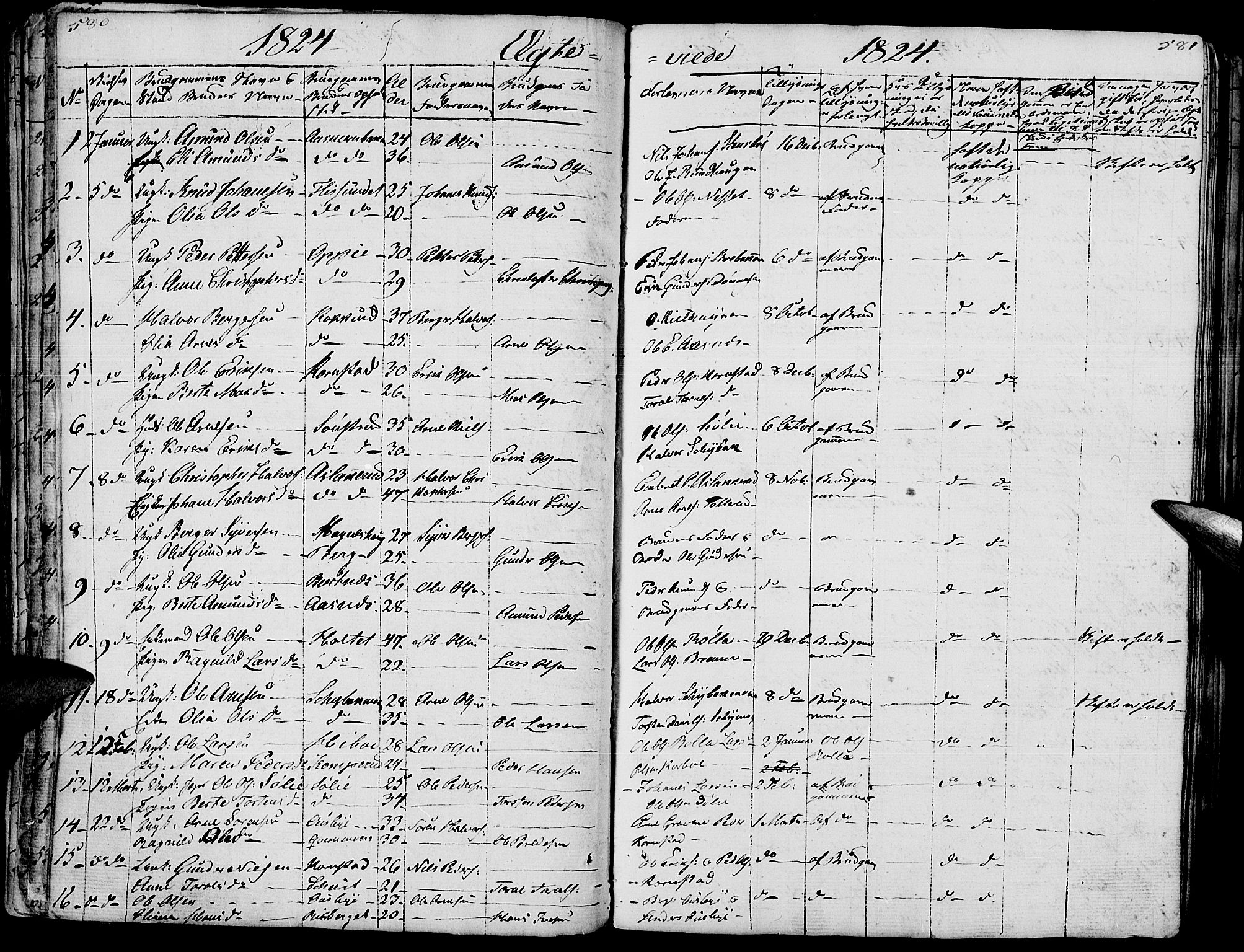 Hof prestekontor, AV/SAH-PREST-038/H/Ha/Haa/L0006: Parish register (official) no. 6, 1822-1841, p. 580-581