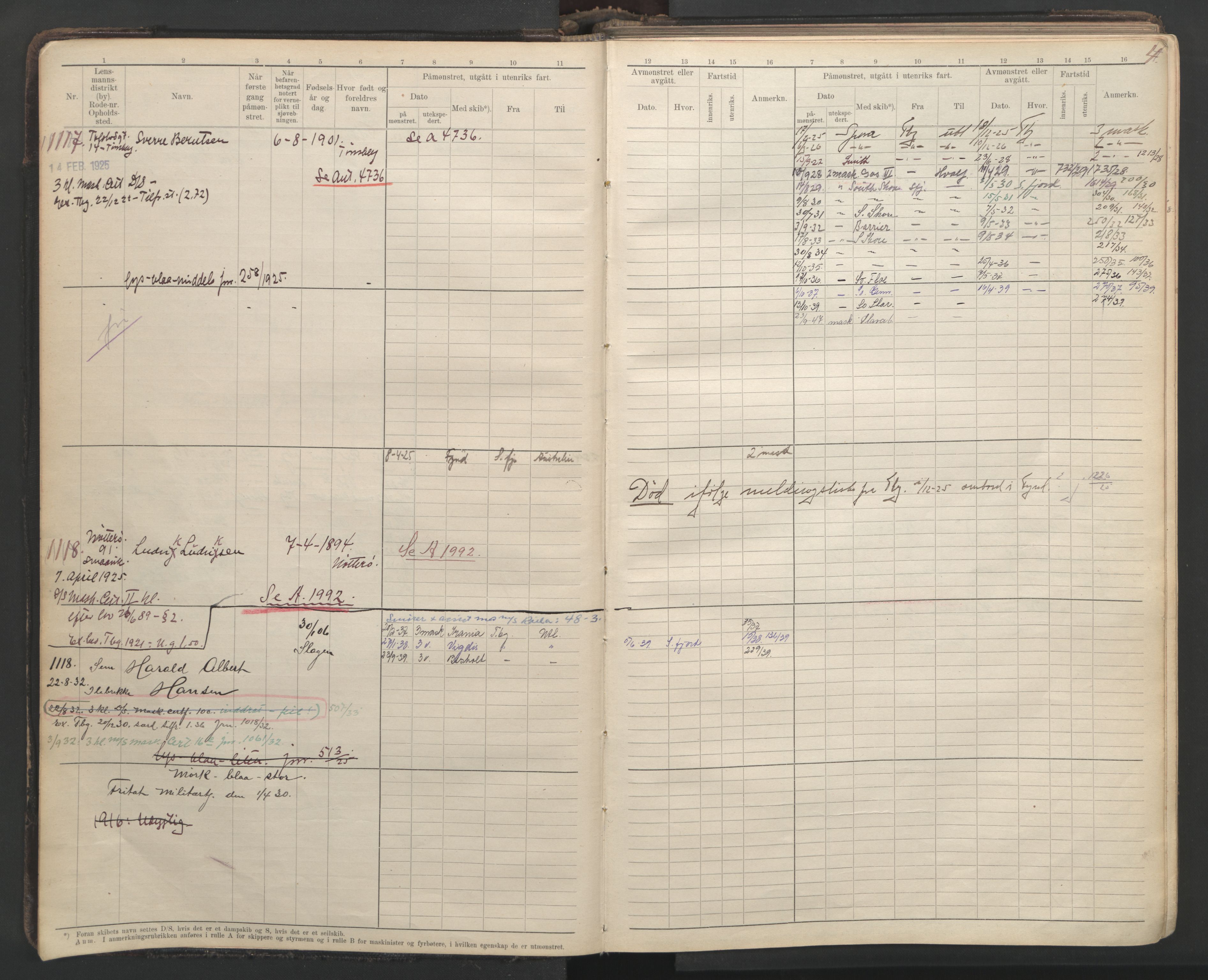 Tønsberg innrulleringskontor, AV/SAKO-A-786/F/Fe/L0003: Maskinist- og fyrbøterrulle Patent nr. 111-1734, 1924-1937, p. 7