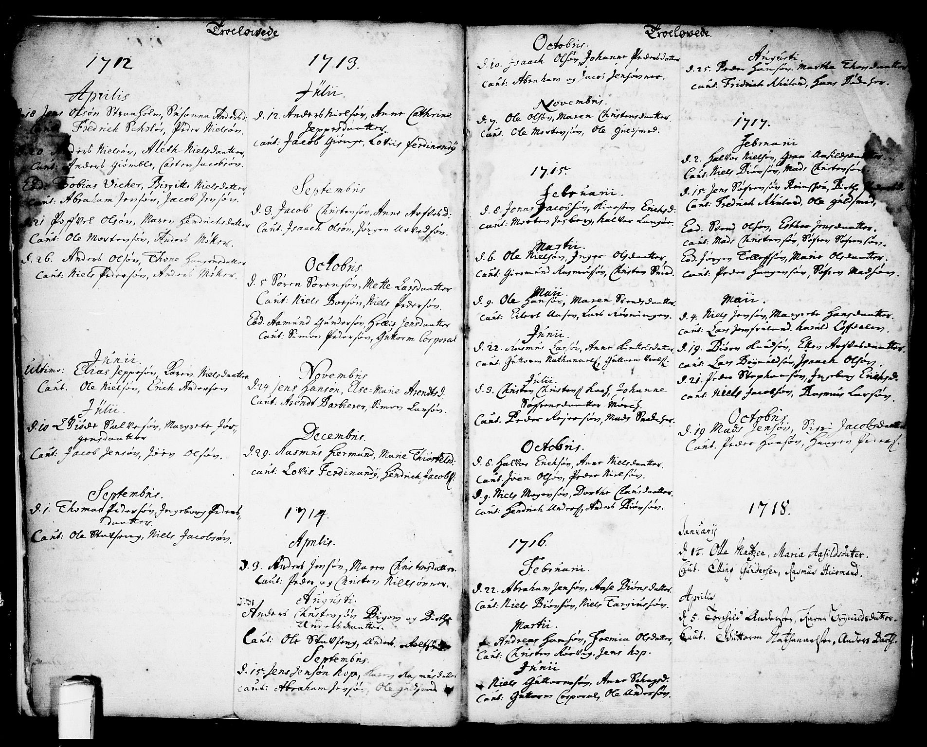 Kragerø kirkebøker, AV/SAKO-A-278/F/Fa/L0001: Parish register (official) no. 1, 1702-1766, p. 4-5
