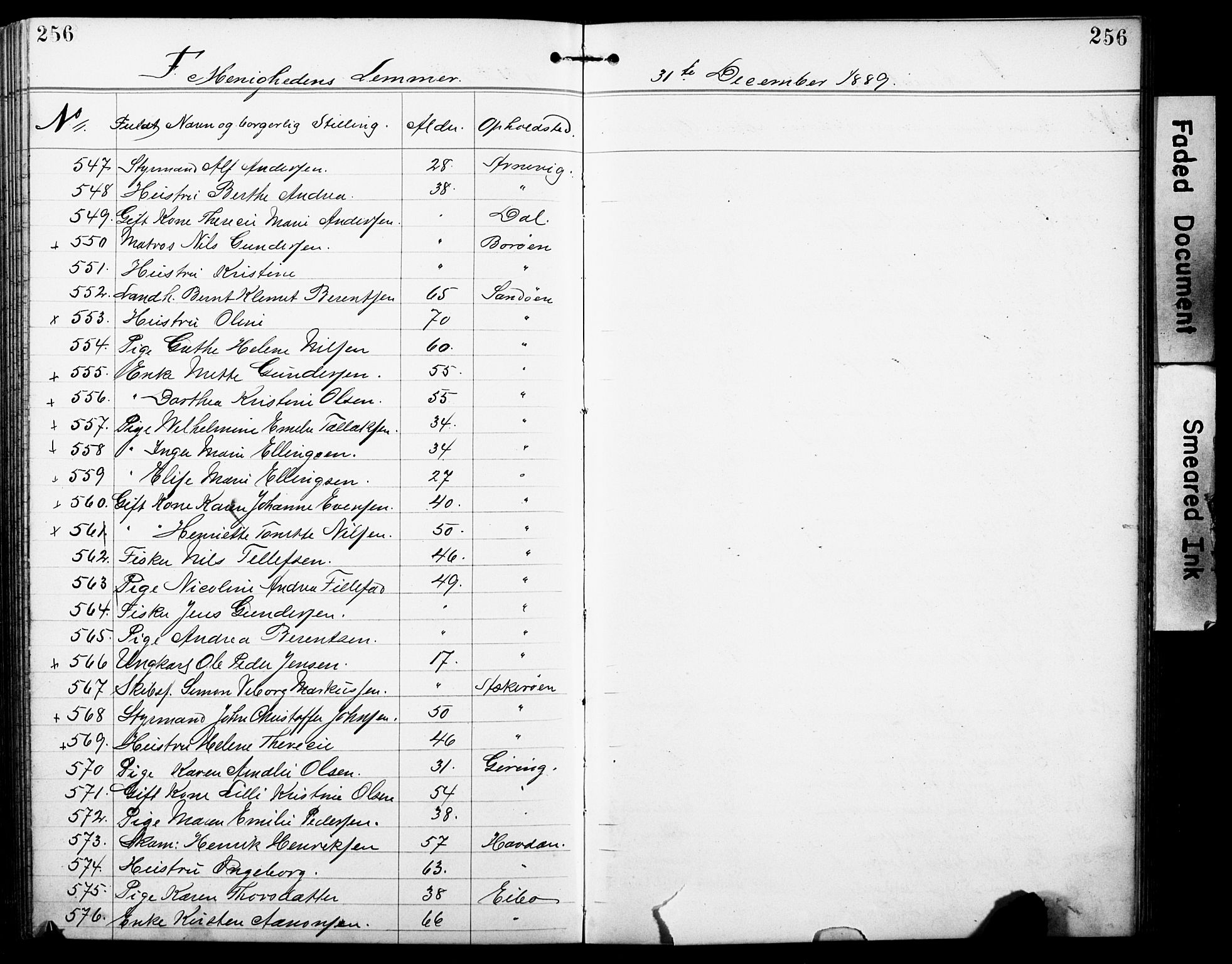 Den evangelisk-lutherske frimenighet, Arendal, AV/SAK-1292-0005/F/Fa/L0002: Dissenter register no. F 6, 1884-1908, p. 256