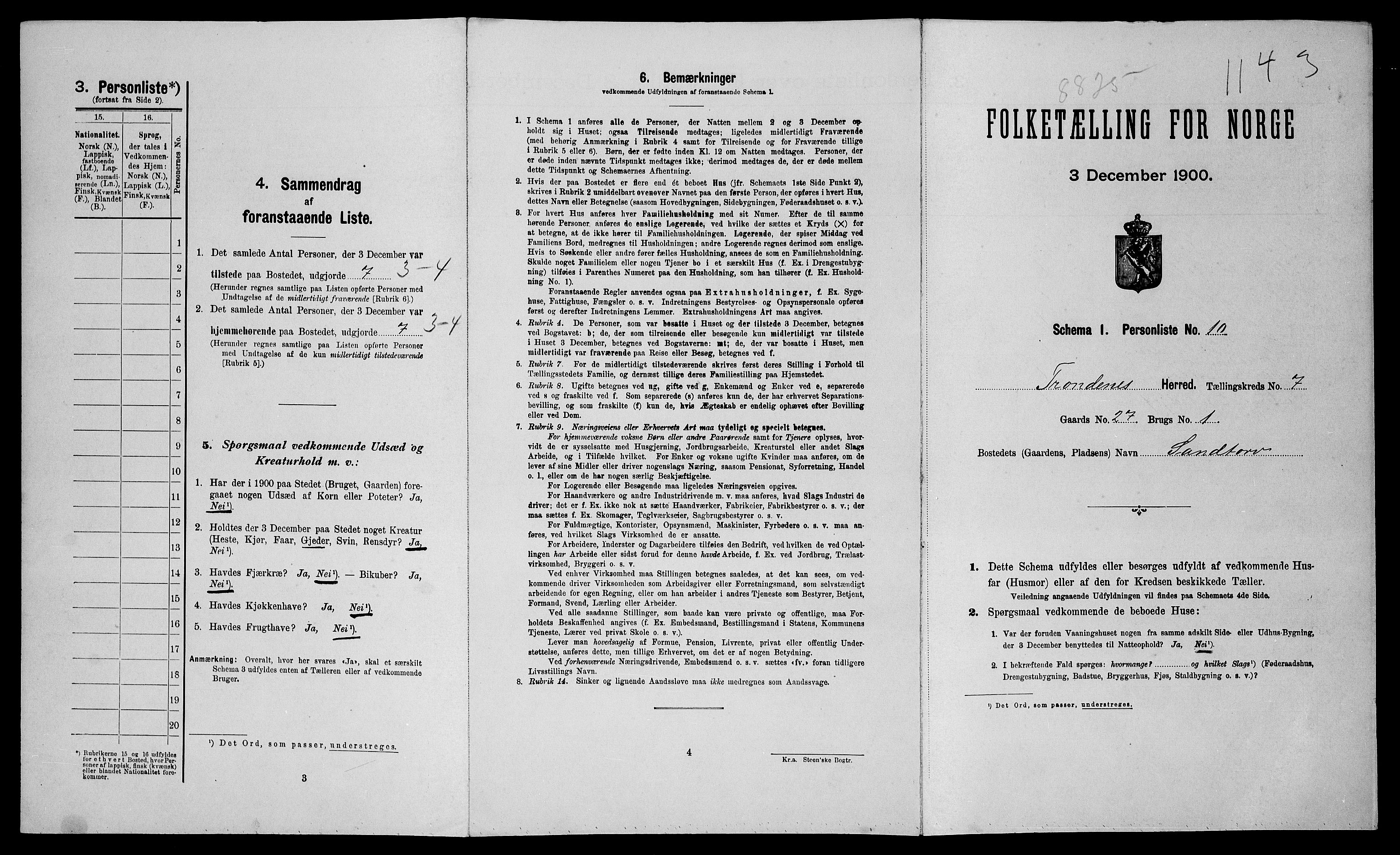 SATØ, 1900 census for Trondenes, 1900, p. 175