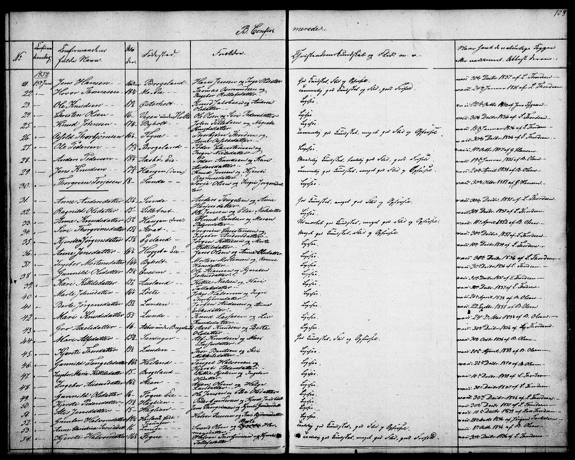 Gjerstad sokneprestkontor, AV/SAK-1111-0014/F/Fa/Faa/L0006: Parish register (official) no. A 6, 1841-1857, p. 108