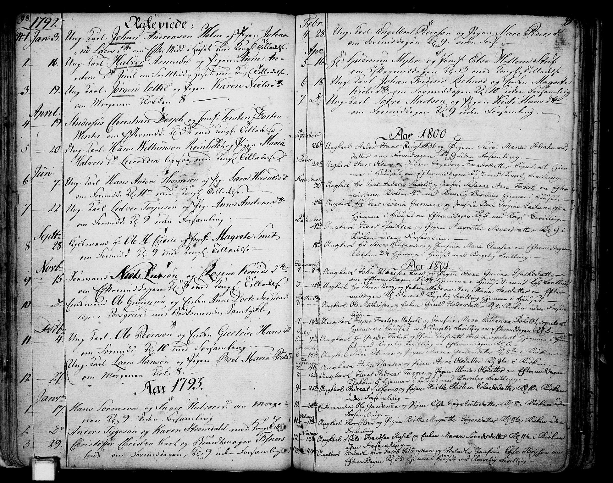 Skien kirkebøker, SAKO/A-302/F/Fa/L0004: Parish register (official) no. 4, 1792-1814, p. 98-99