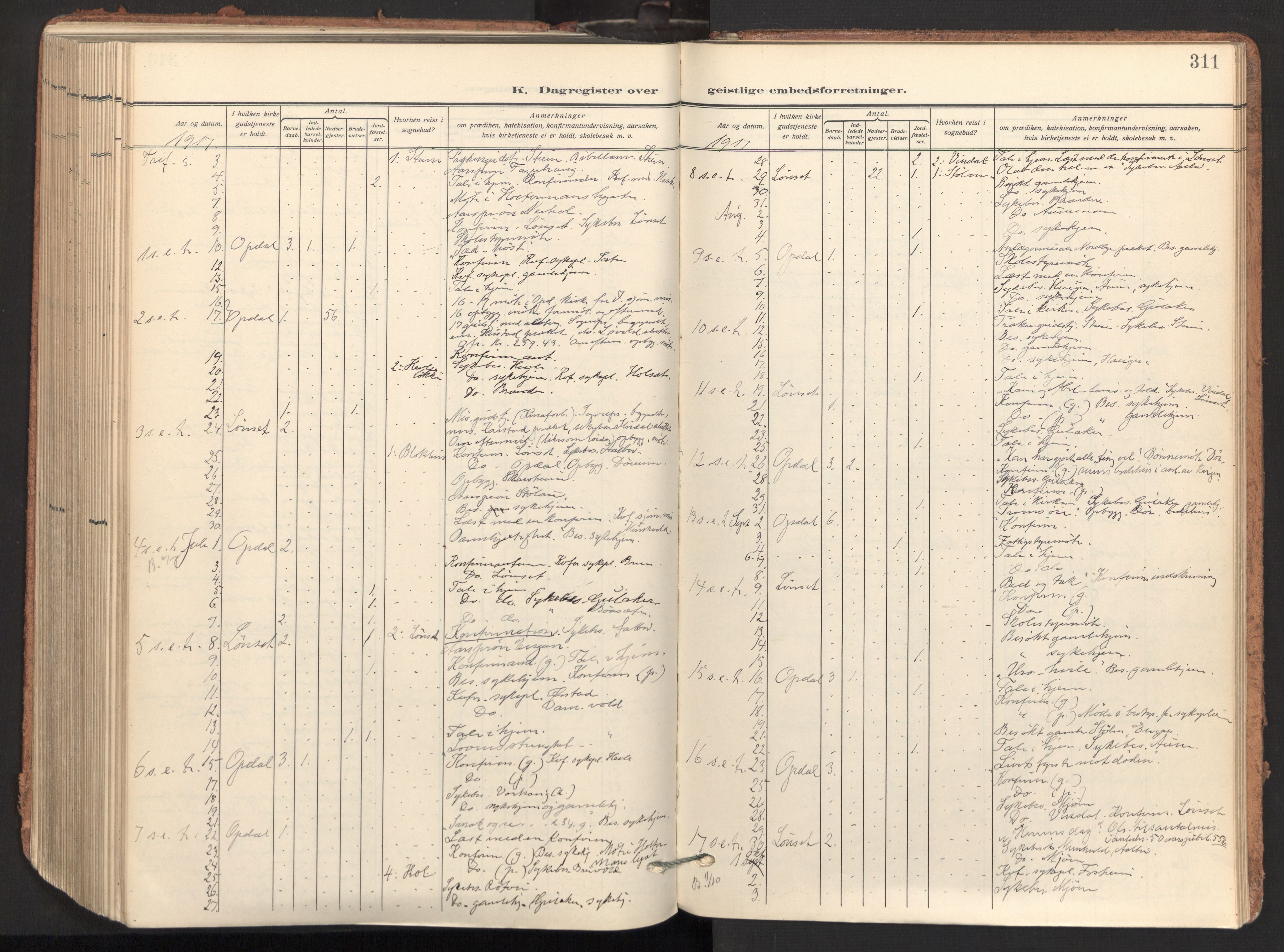 Ministerialprotokoller, klokkerbøker og fødselsregistre - Sør-Trøndelag, SAT/A-1456/678/L0909: Parish register (official) no. 678A17, 1912-1930, p. 311