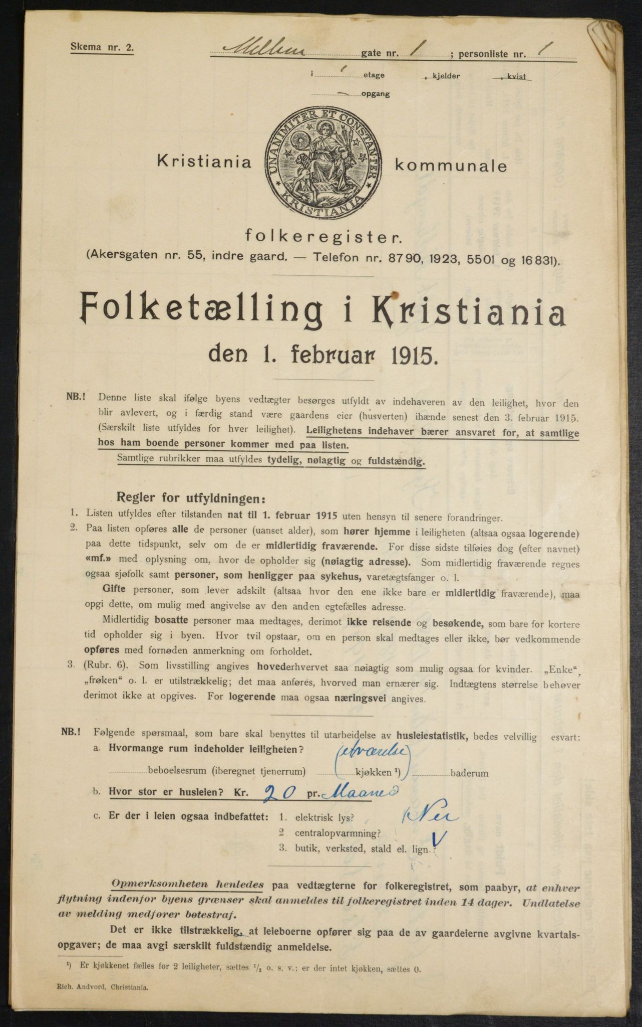 OBA, Municipal Census 1915 for Kristiania, 1915, p. 64442