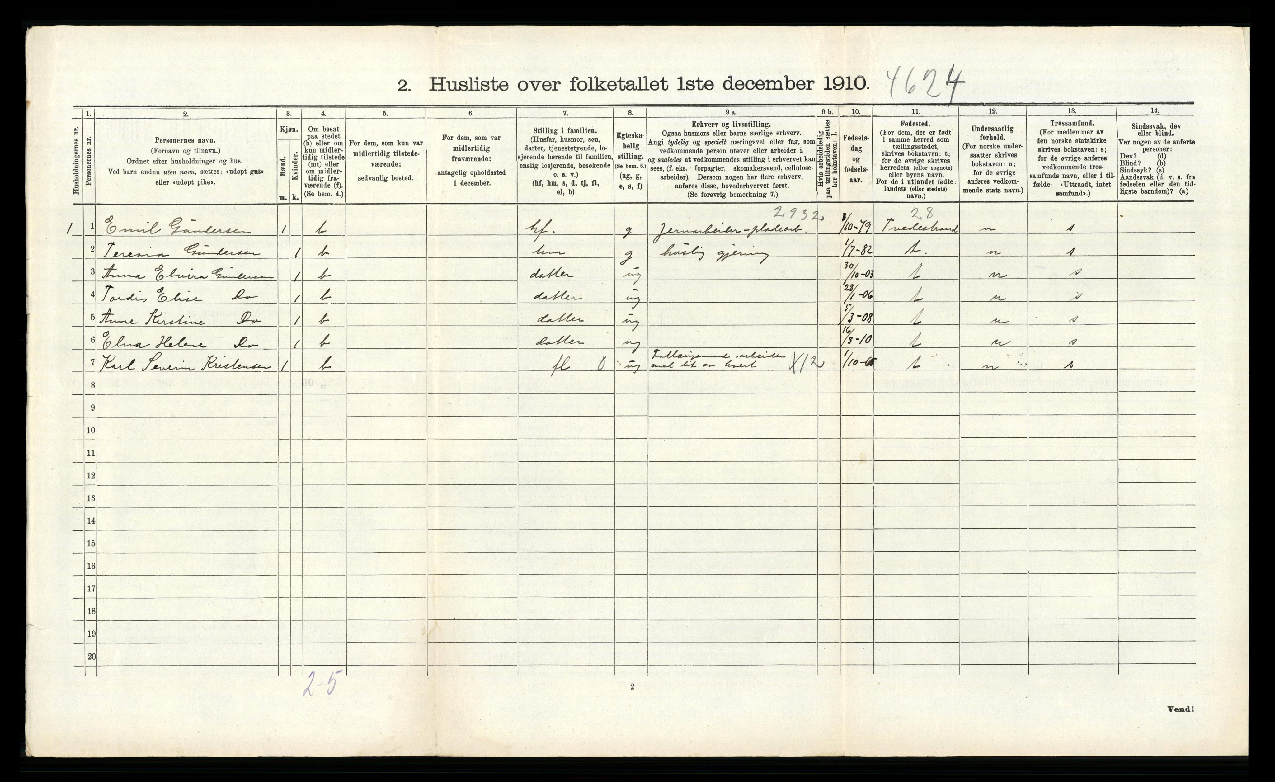 RA, 1910 census for Fjære, 1910, p. 1204