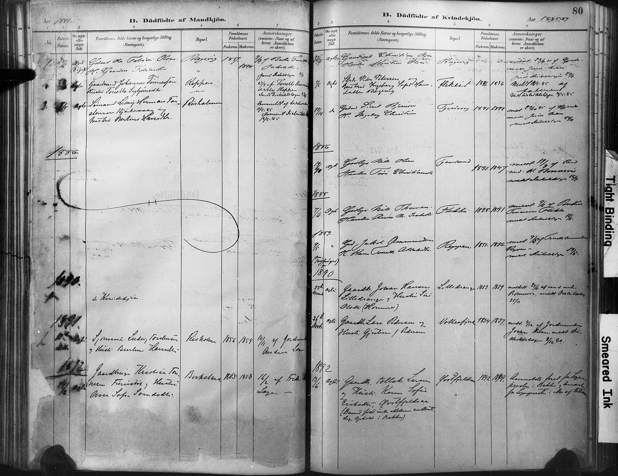 Flekkefjord sokneprestkontor, AV/SAK-1111-0012/F/Fa/Fac/L0008: Parish register (official) no. A 8, 1885-1898, p. 80