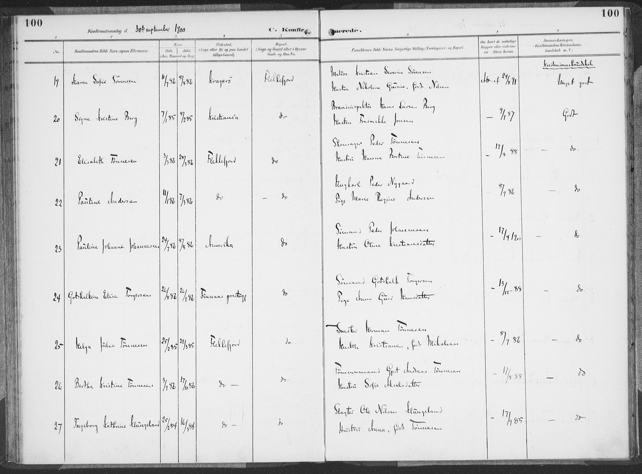 Flekkefjord sokneprestkontor, AV/SAK-1111-0012/F/Fa/Faa/L0002: Parish register (official) no. A 2, 1900-1912, p. 100