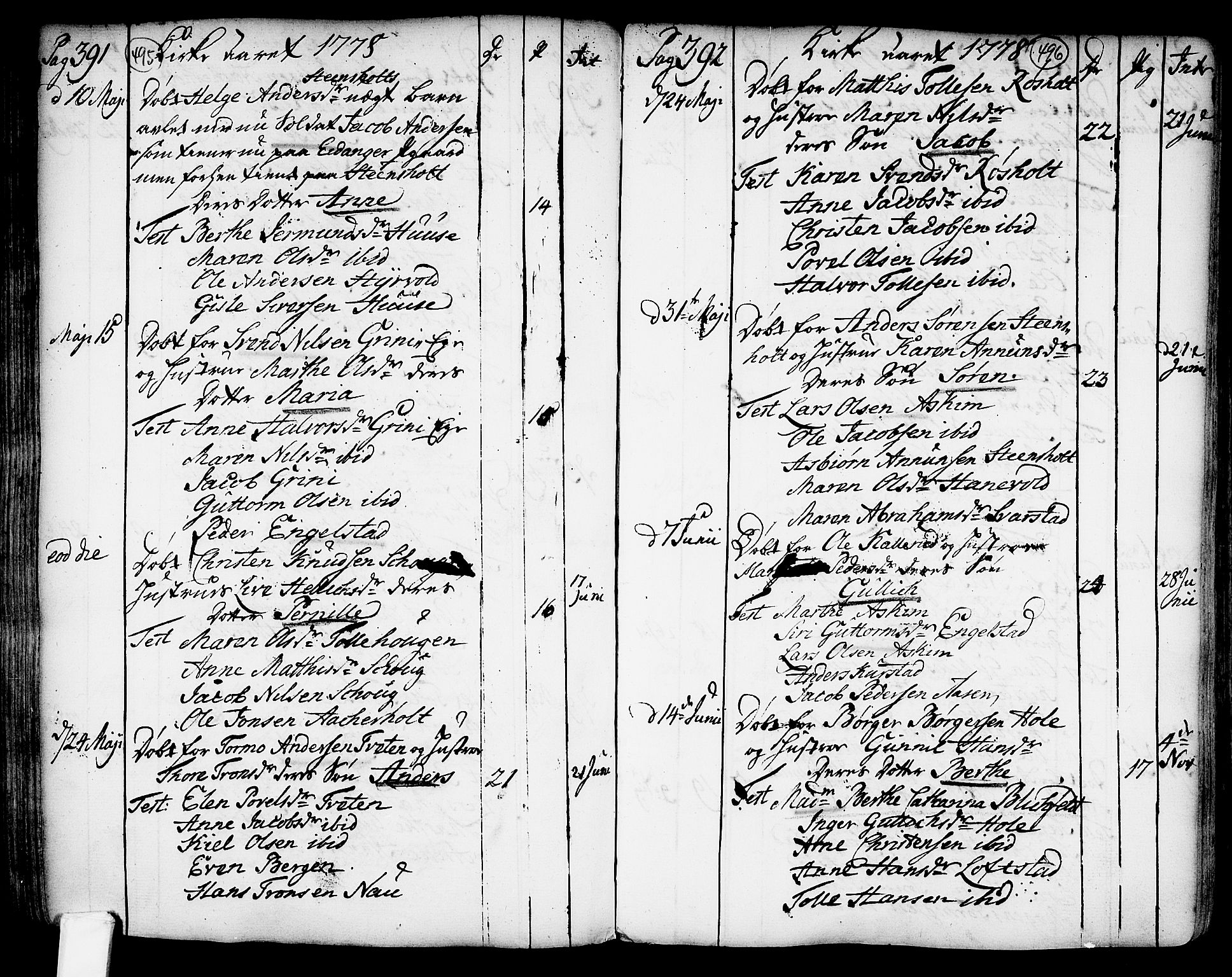 Lardal kirkebøker, AV/SAKO-A-350/F/Fa/L0003: Parish register (official) no. I 3, 1733-1815, p. 495-496