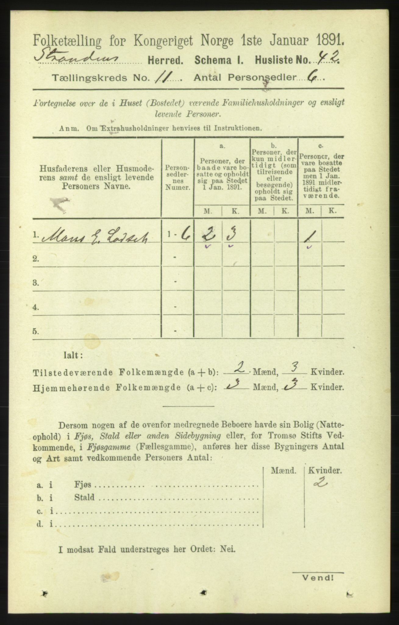 RA, 1891 census for 1525 Stranda, 1891, p. 2463