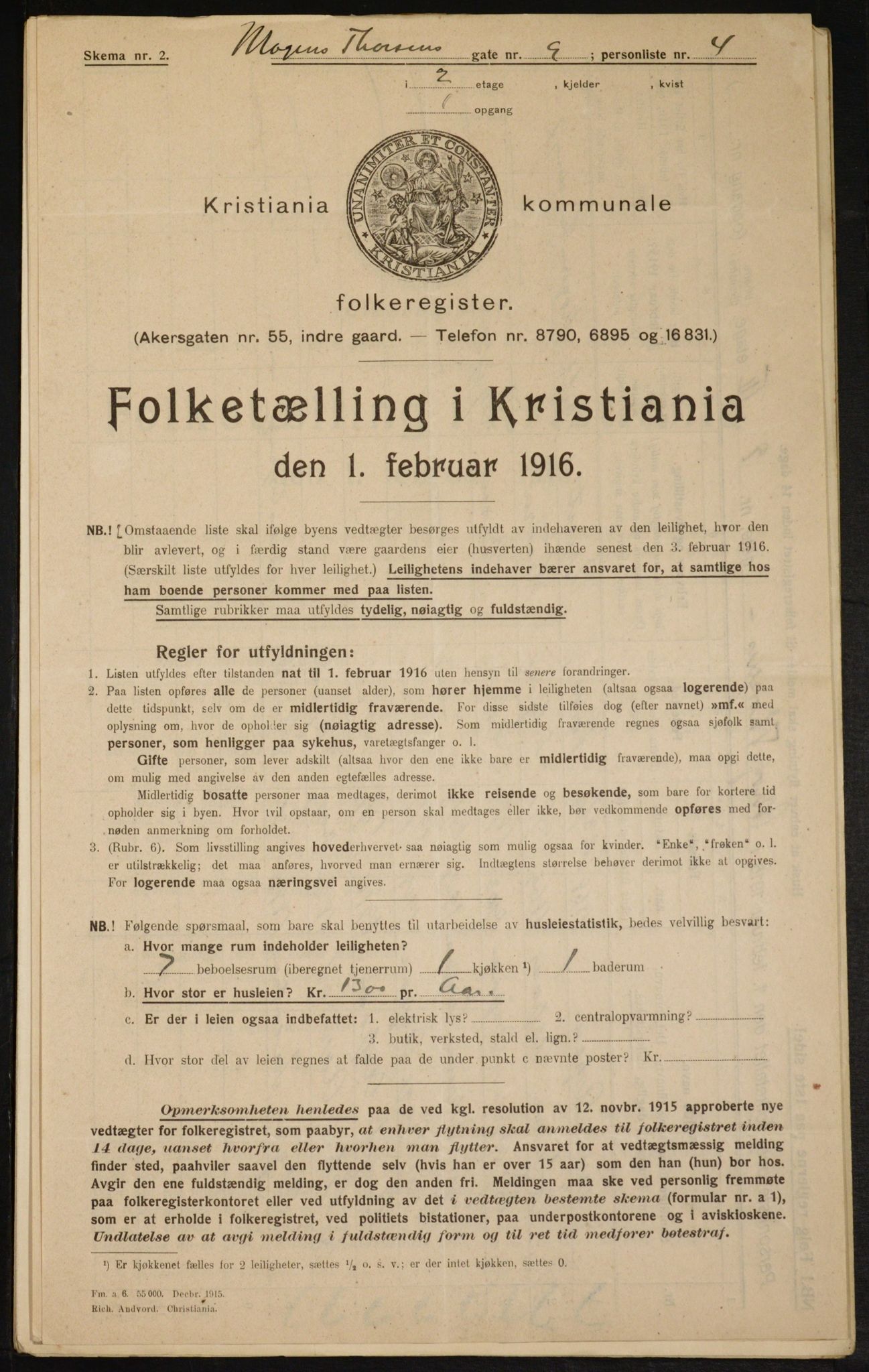 OBA, Municipal Census 1916 for Kristiania, 1916, p. 67263