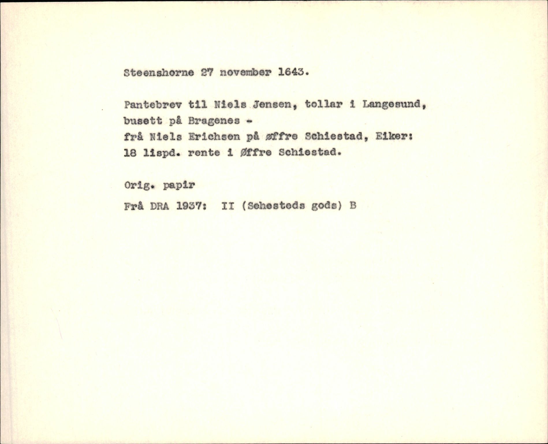 Riksarkivets diplomsamling, AV/RA-EA-5965/F35/F35f/L0001: Regestsedler: Diplomer fra DRA 1937 og 1996, p. 707