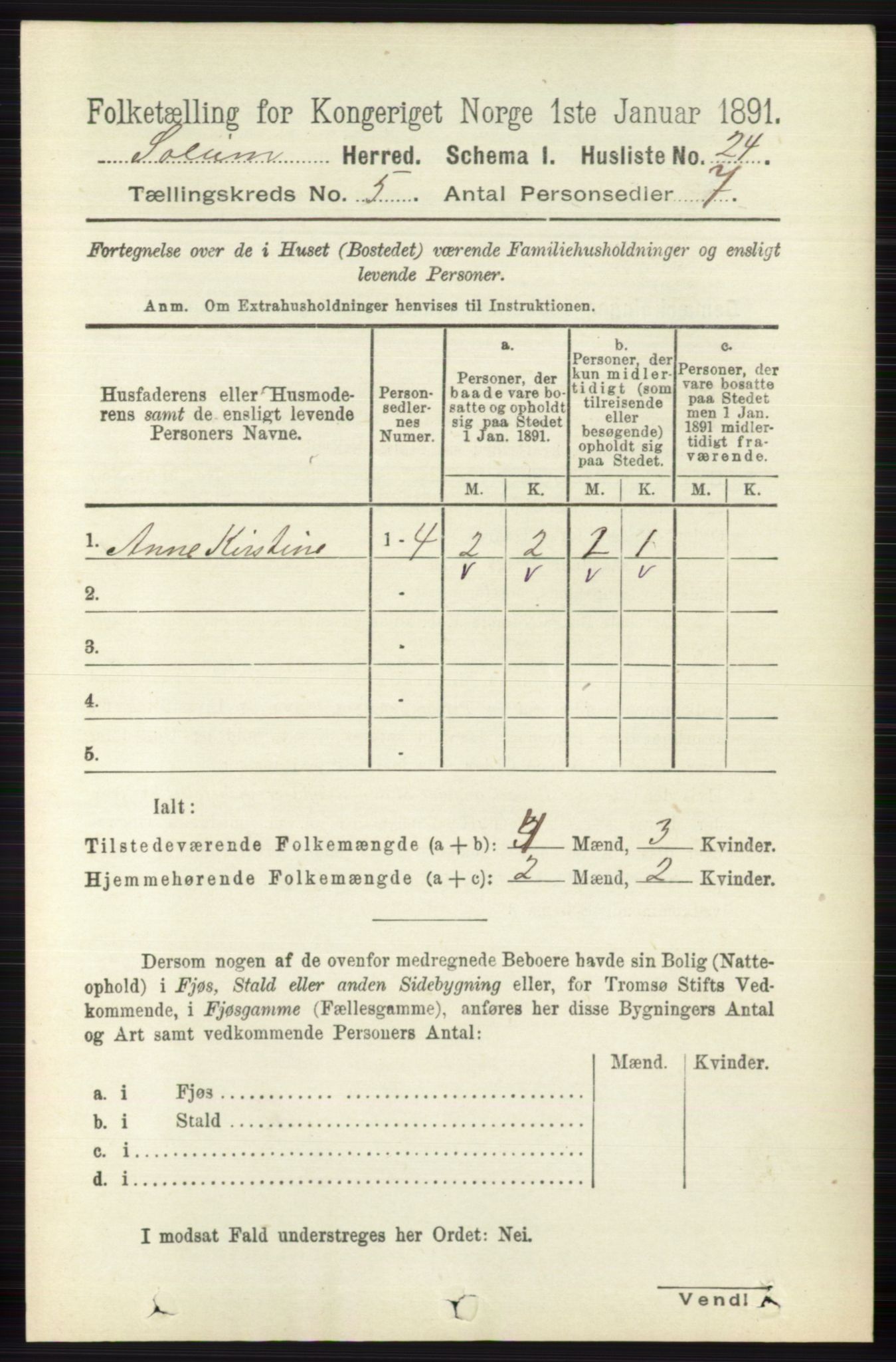 RA, 1891 census for 0818 Solum, 1891, p. 821