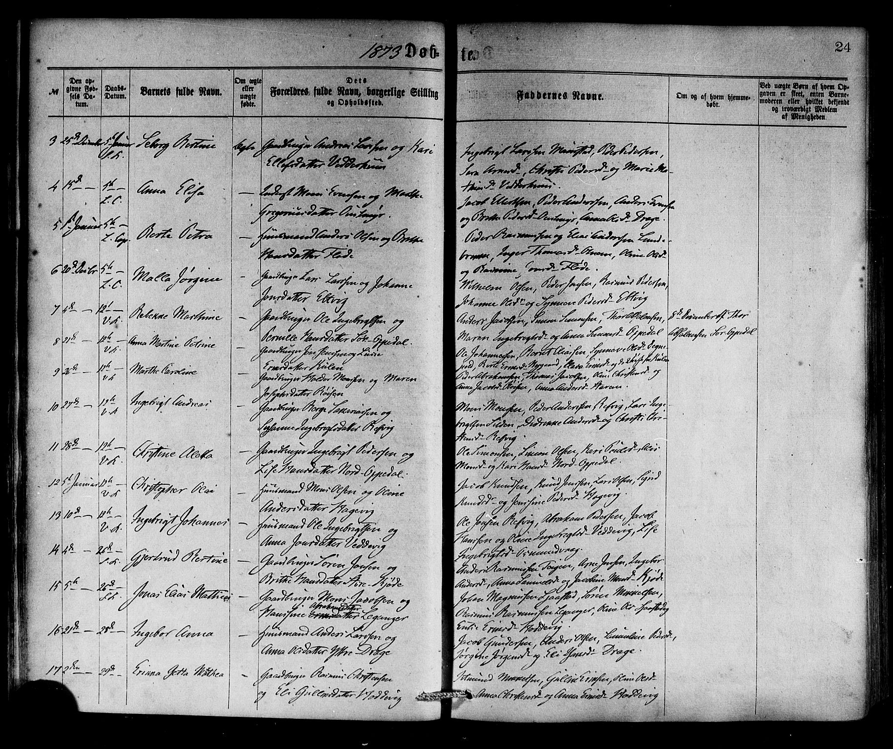 Selje sokneprestembete, SAB/A-99938/H/Ha/Haa/Haaa: Parish register (official) no. A 12, 1870-1880, p. 24