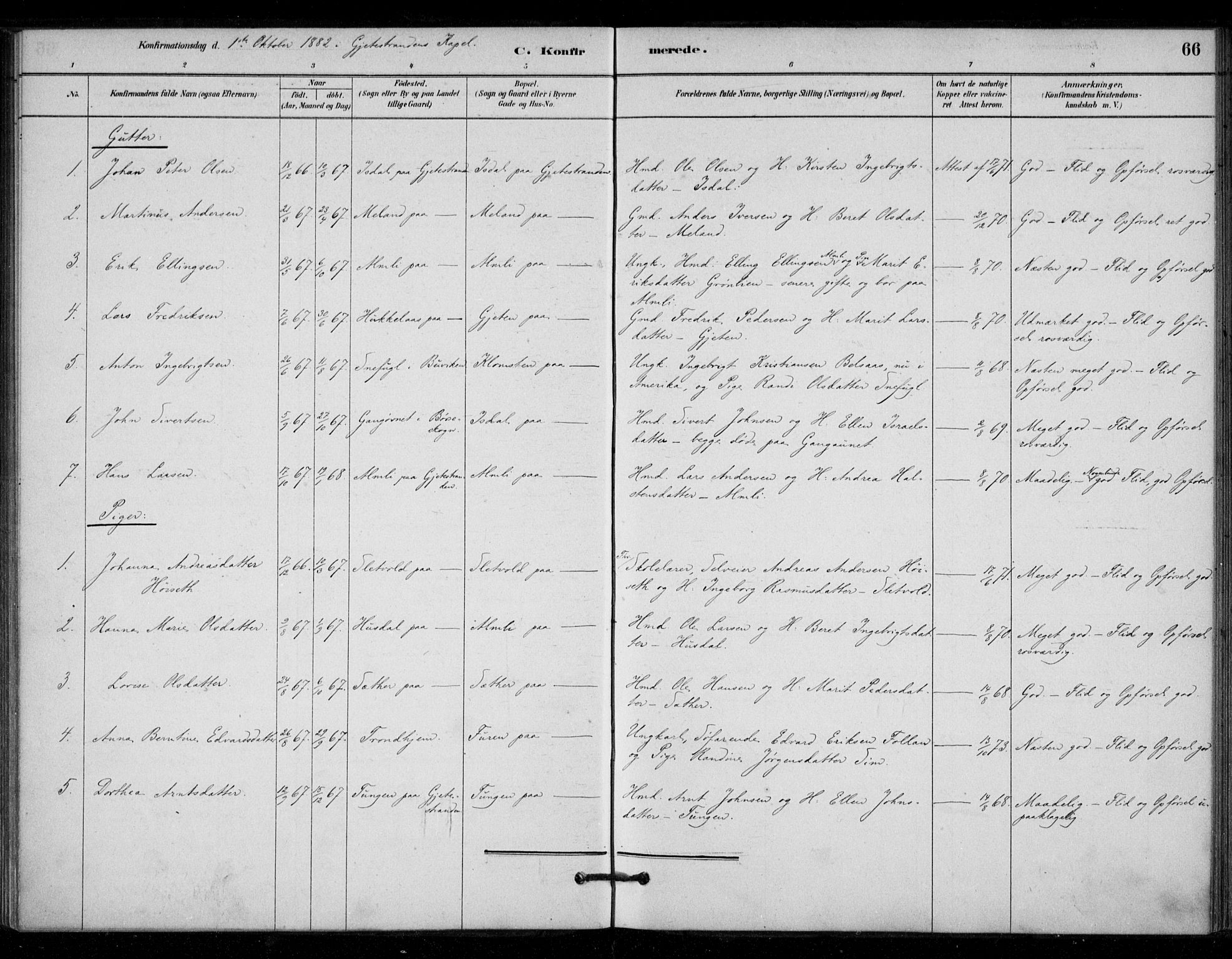 Ministerialprotokoller, klokkerbøker og fødselsregistre - Sør-Trøndelag, SAT/A-1456/670/L0836: Parish register (official) no. 670A01, 1879-1904, p. 66