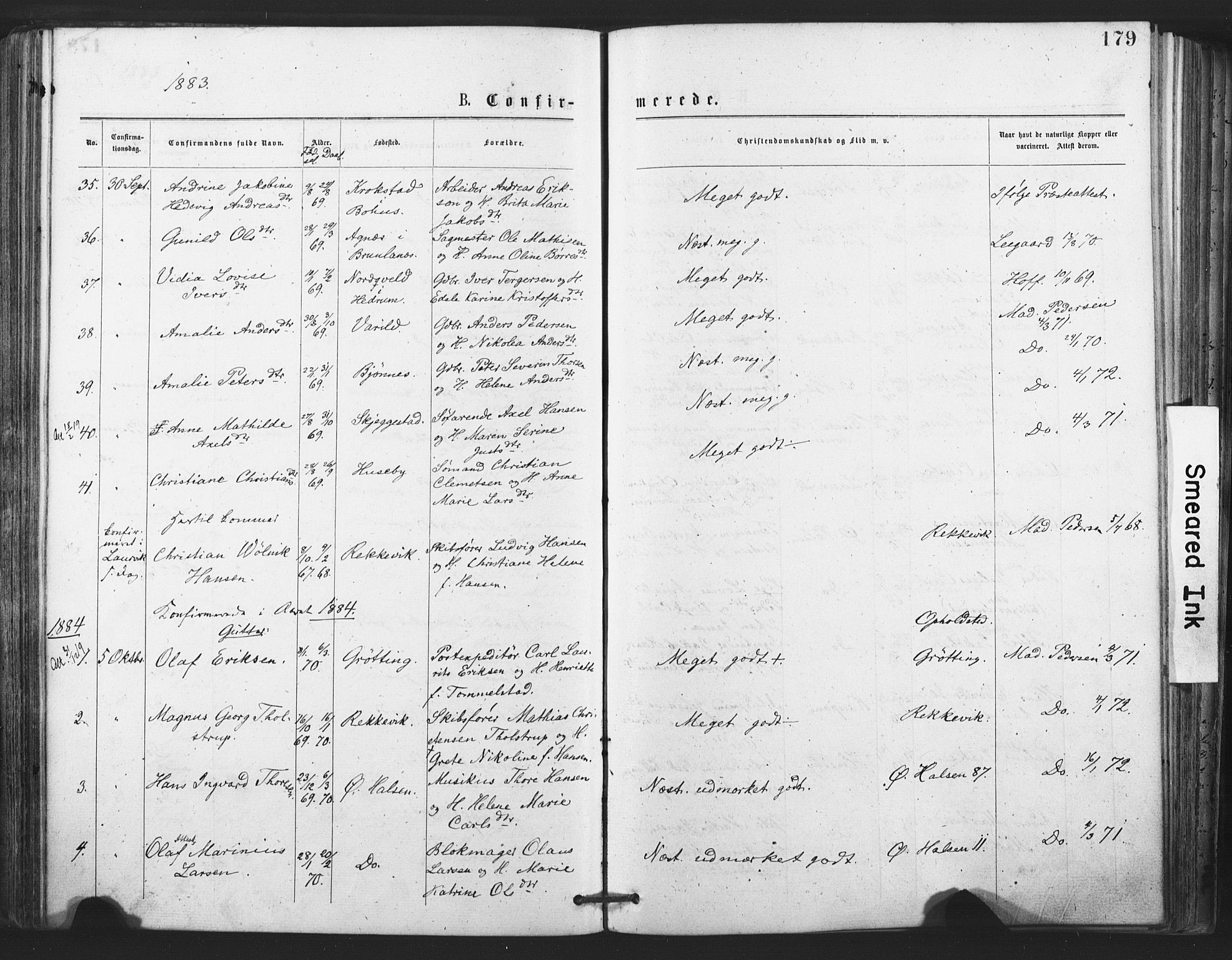 Tjølling kirkebøker, SAKO/A-60/F/Fa/L0008: Parish register (official) no. 8, 1877-1886, p. 179