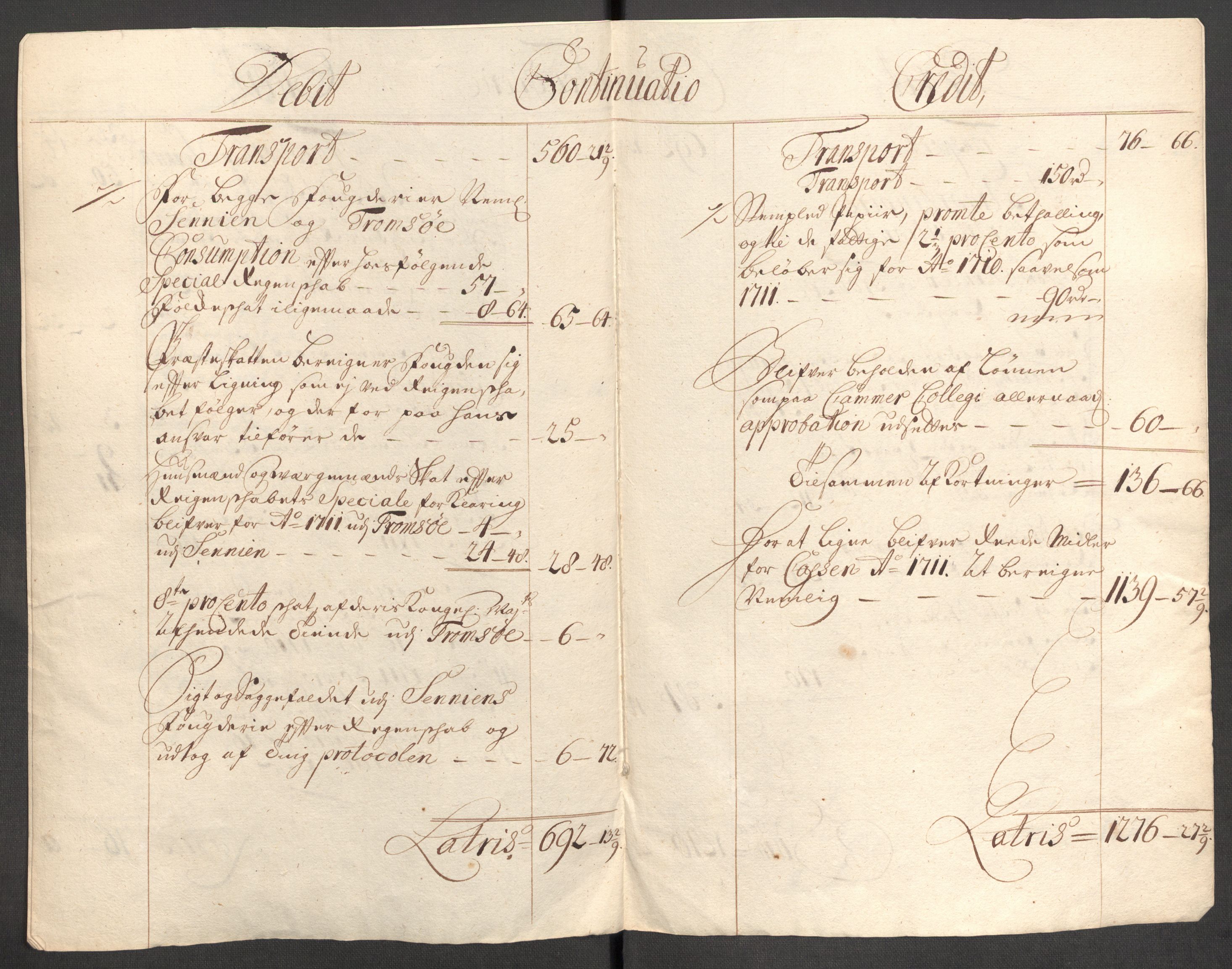 Rentekammeret inntil 1814, Reviderte regnskaper, Fogderegnskap, AV/RA-EA-4092/R68/L4758: Fogderegnskap Senja og Troms, 1711-1712, p. 414