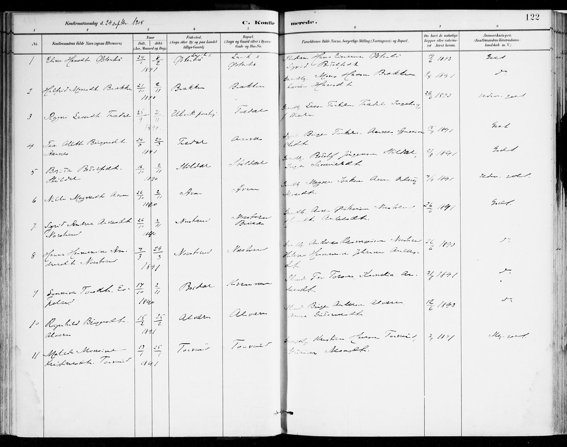 Lavik sokneprestembete, AV/SAB-A-80901: Parish register (official) no. B 1, 1882-1908, p. 122