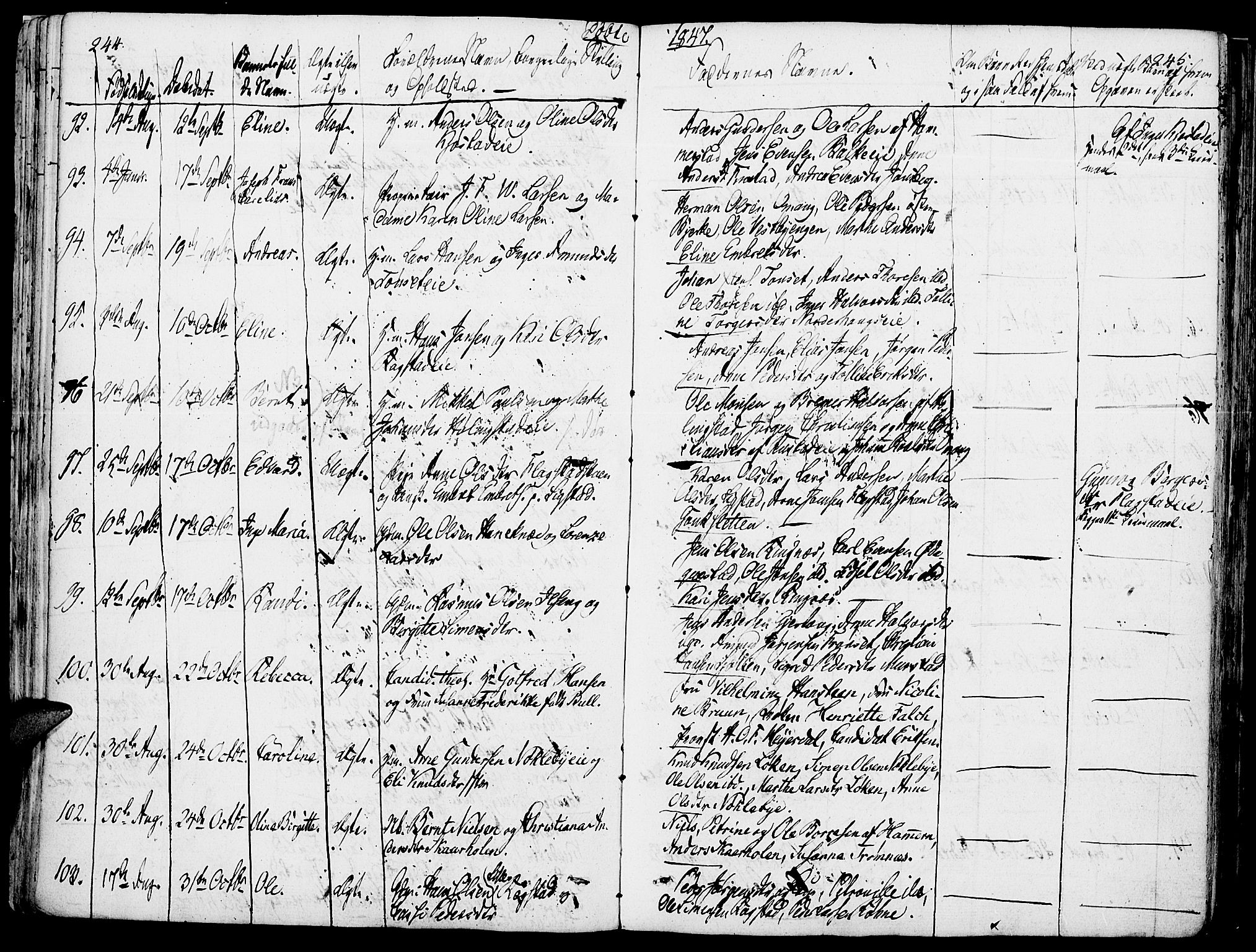 Løten prestekontor, SAH/PREST-022/K/Ka/L0006: Parish register (official) no. 6, 1832-1849, p. 244-245