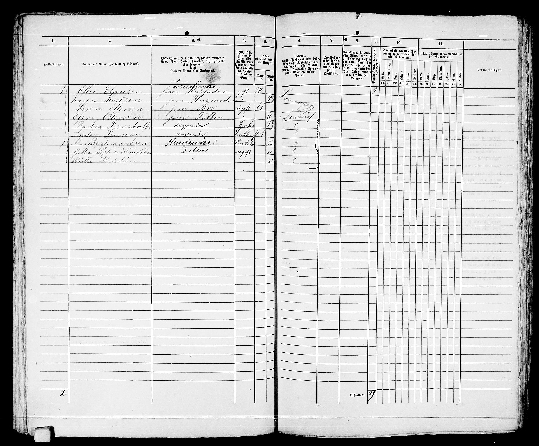 RA, 1865 census for Larvik, 1865, p. 130