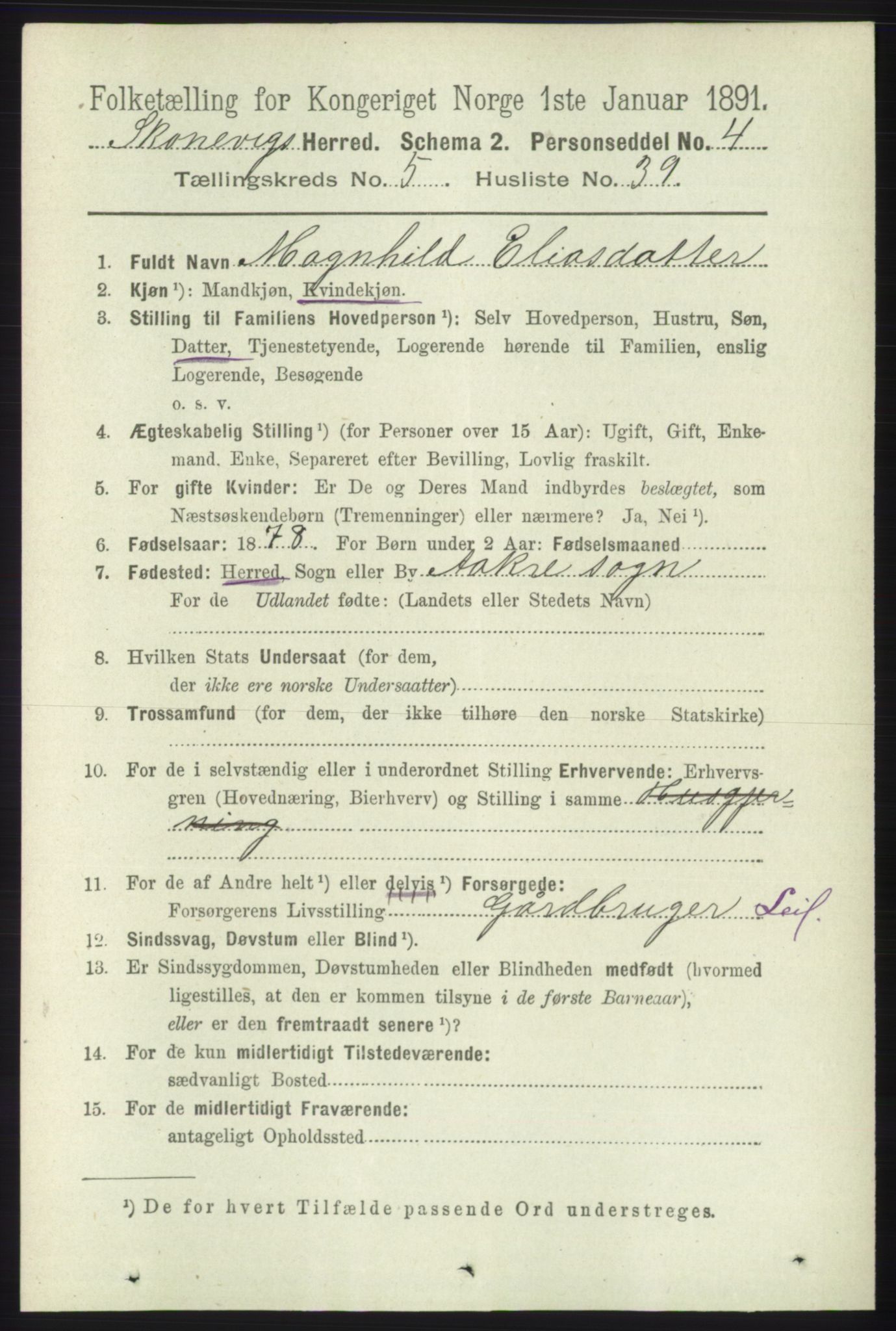 RA, 1891 census for 1212 Skånevik, 1891, p. 1476