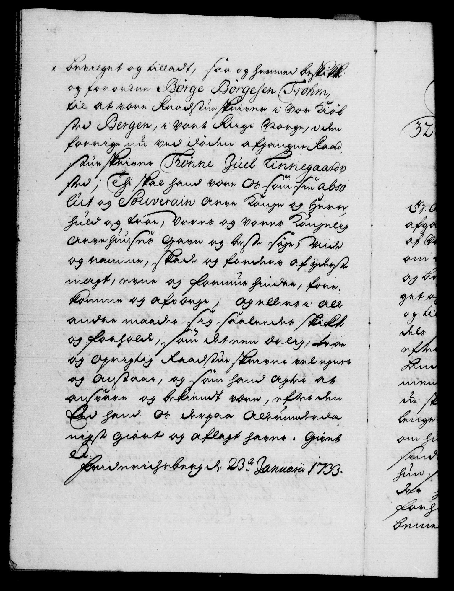 Danske Kanselli 1572-1799, AV/RA-EA-3023/F/Fc/Fca/Fcaa/L0028: Norske registre, 1733-1734, p. 20b