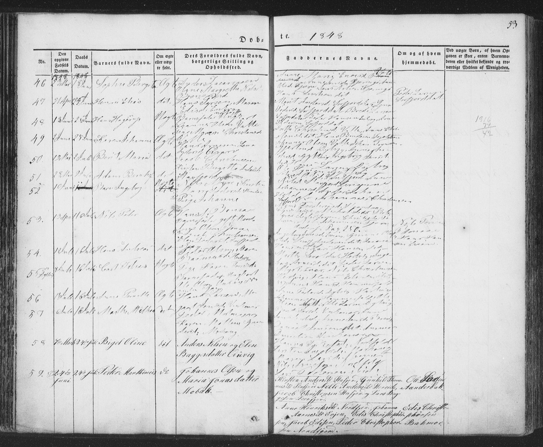 Ministerialprotokoller, klokkerbøker og fødselsregistre - Nordland, AV/SAT-A-1459/853/L0769: Parish register (official) no. 853A08, 1836-1856, p. 53