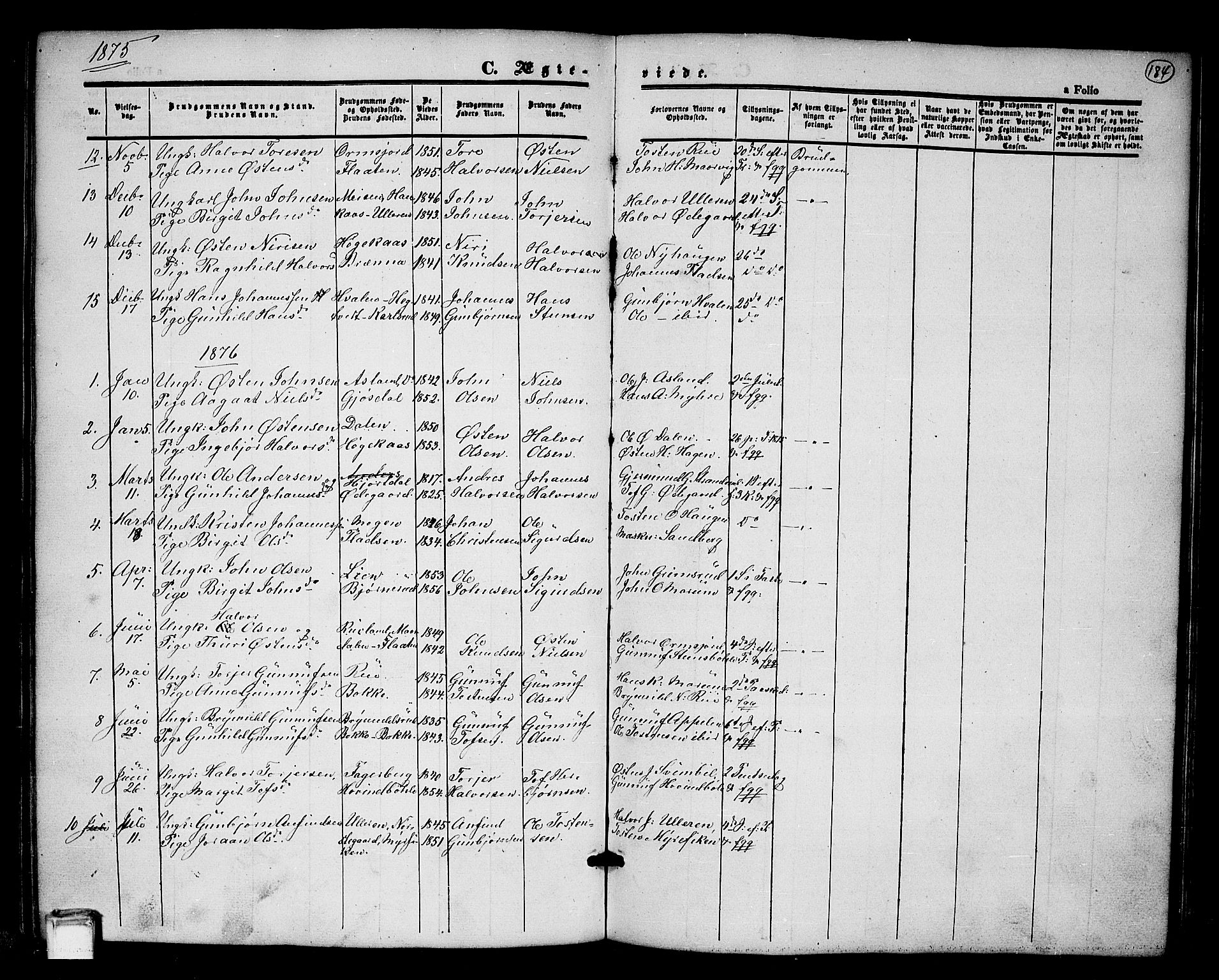 Tinn kirkebøker, SAKO/A-308/G/Ga/L0002: Parish register (copy) no. I 2, 1851-1883, p. 184