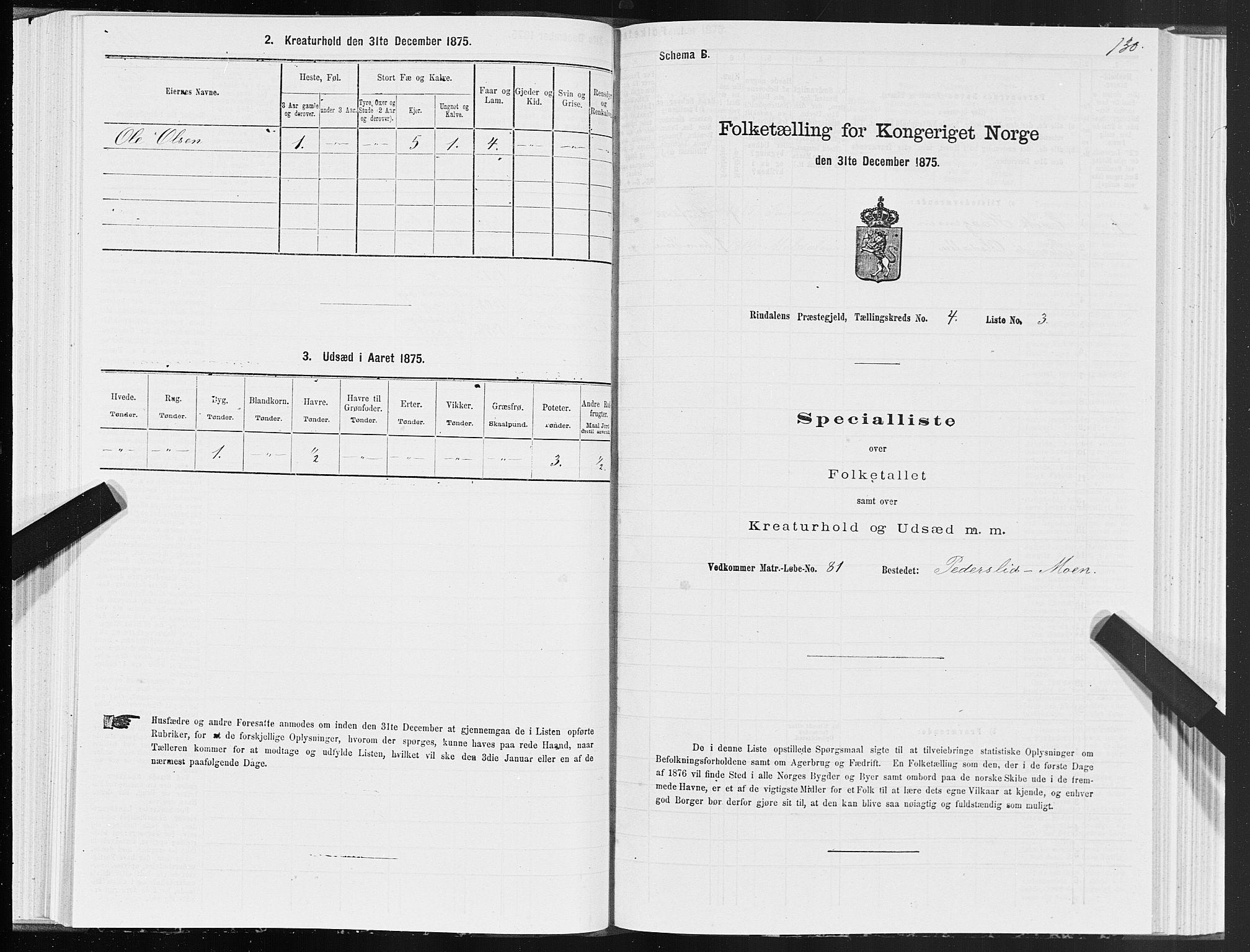 SAT, 1875 census for 1567P Rindal, 1875, p. 2130