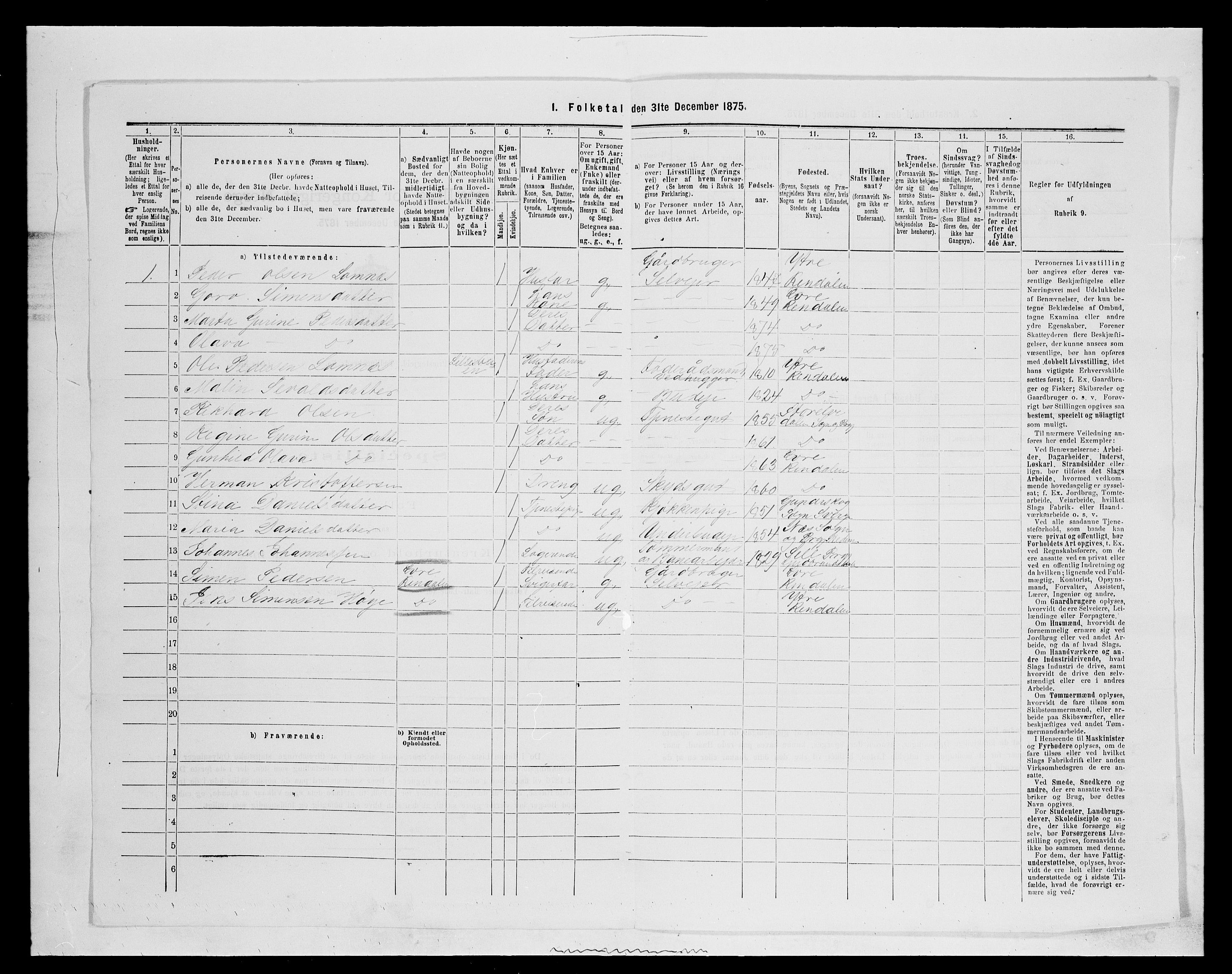 SAH, 1875 census for 0432P Rendalen, 1875, p. 807