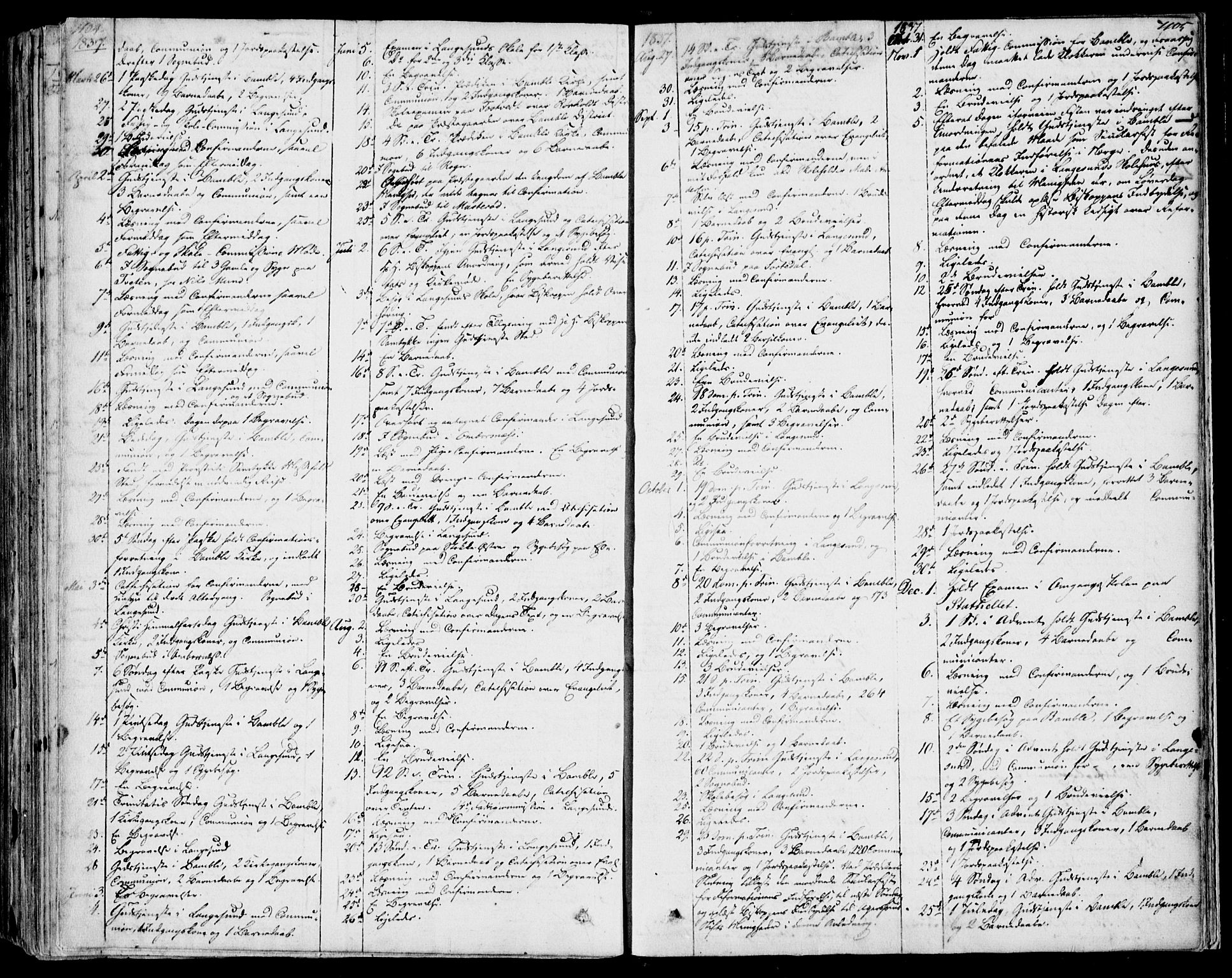 Bamble kirkebøker, AV/SAKO-A-253/F/Fa/L0004: Parish register (official) no. I 4, 1834-1853, p. 1104-1105