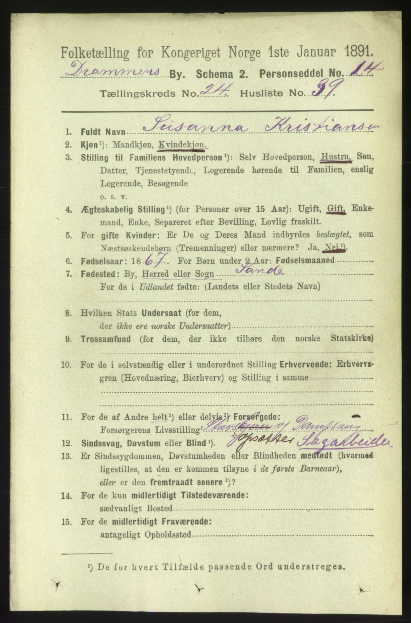 RA, 1891 census for 0602 Drammen, 1891, p. 15145