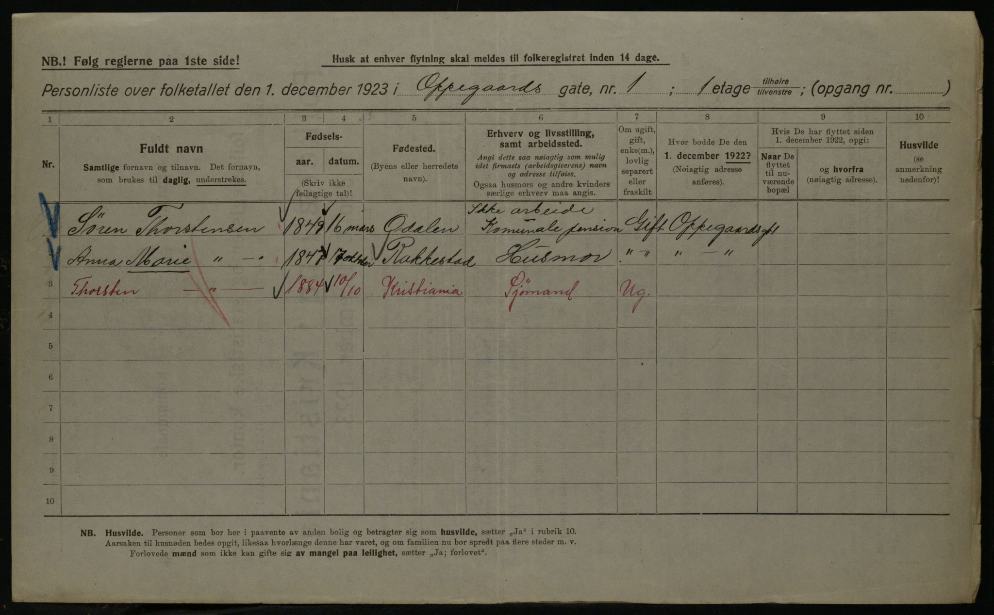 OBA, Municipal Census 1923 for Kristiania, 1923, p. 83662