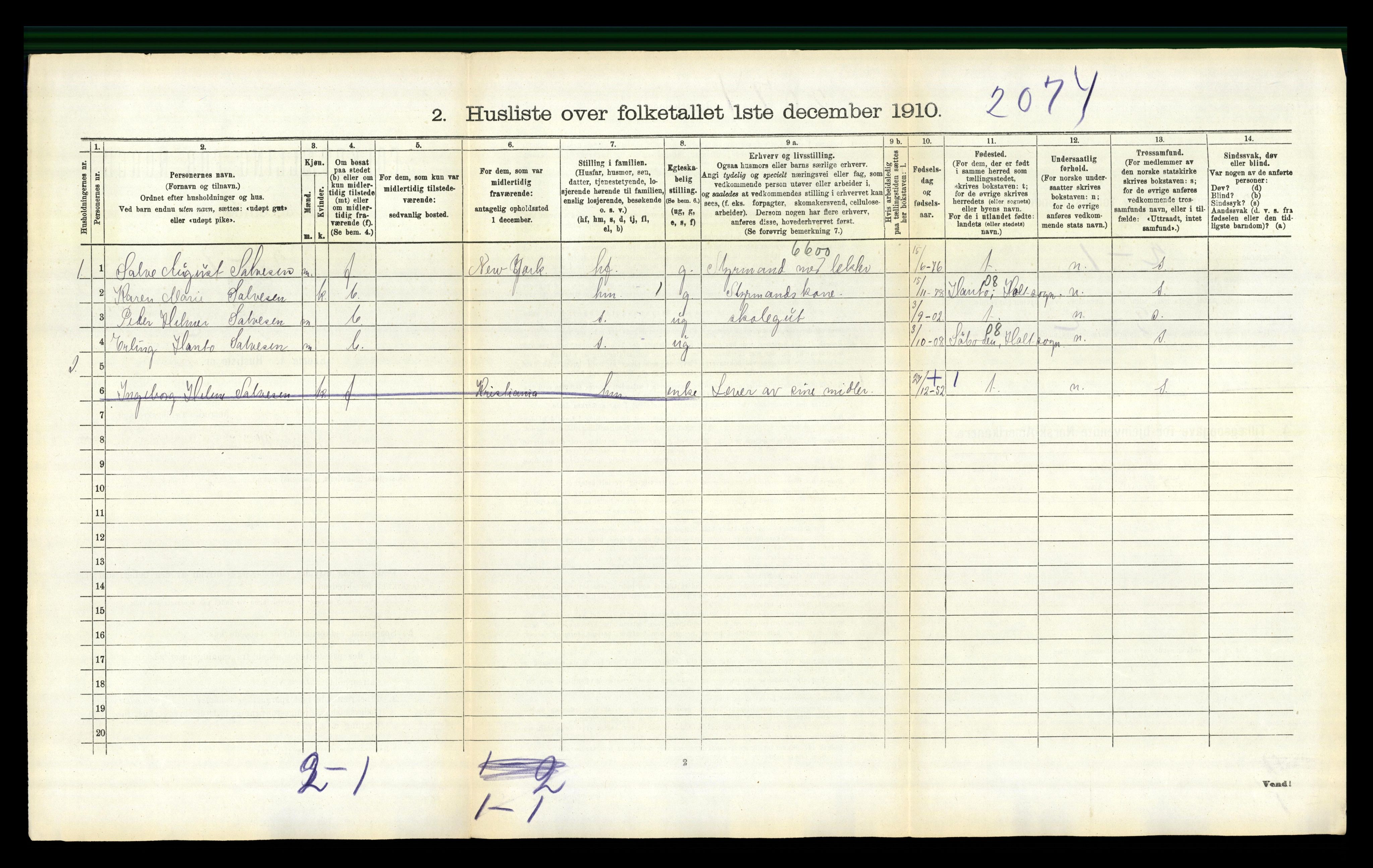 RA, 1910 census for Flosta, 1910, p. 186