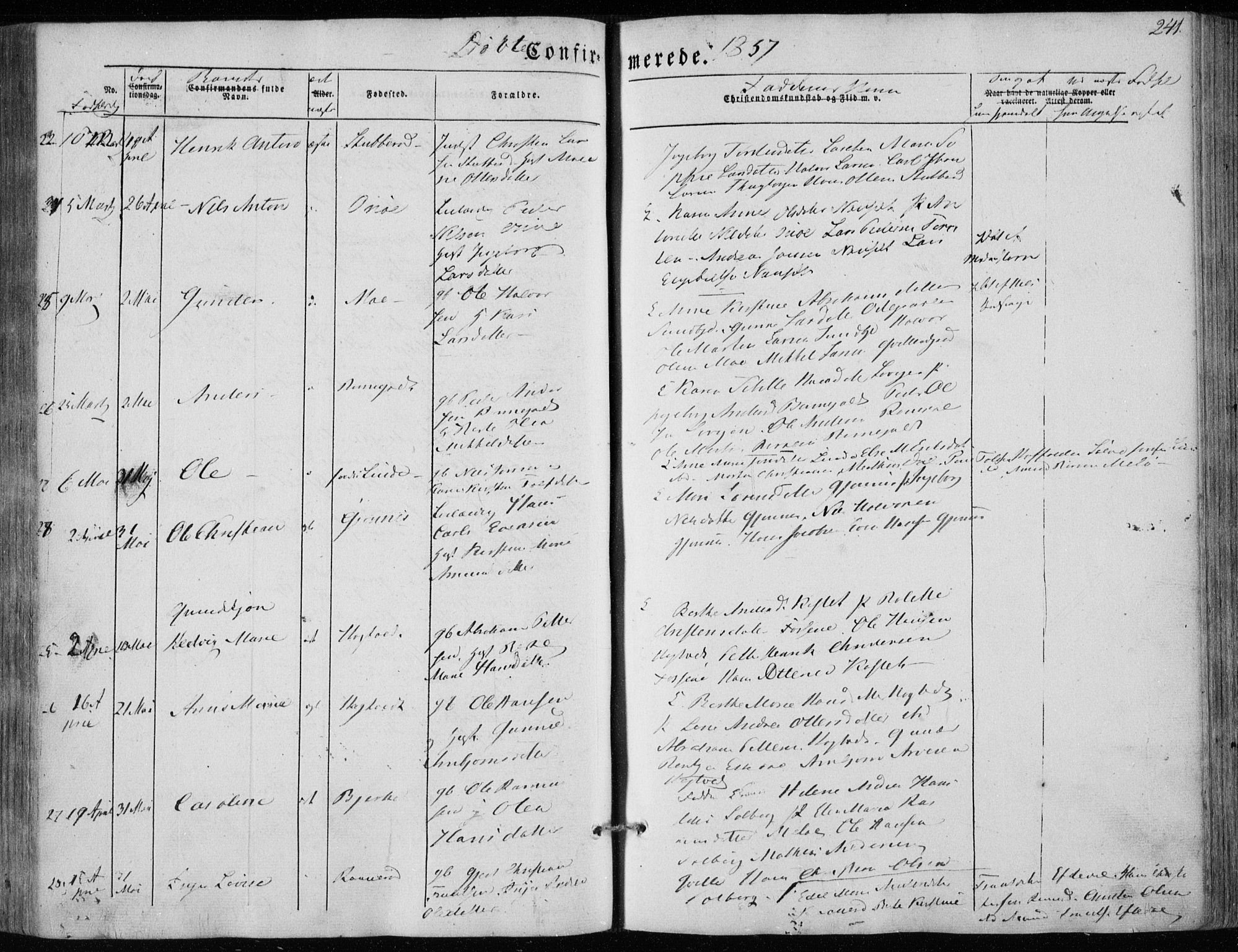 Hedrum kirkebøker, SAKO/A-344/F/Fa/L0006: Parish register (official) no. I 6, 1849-1857, p. 241