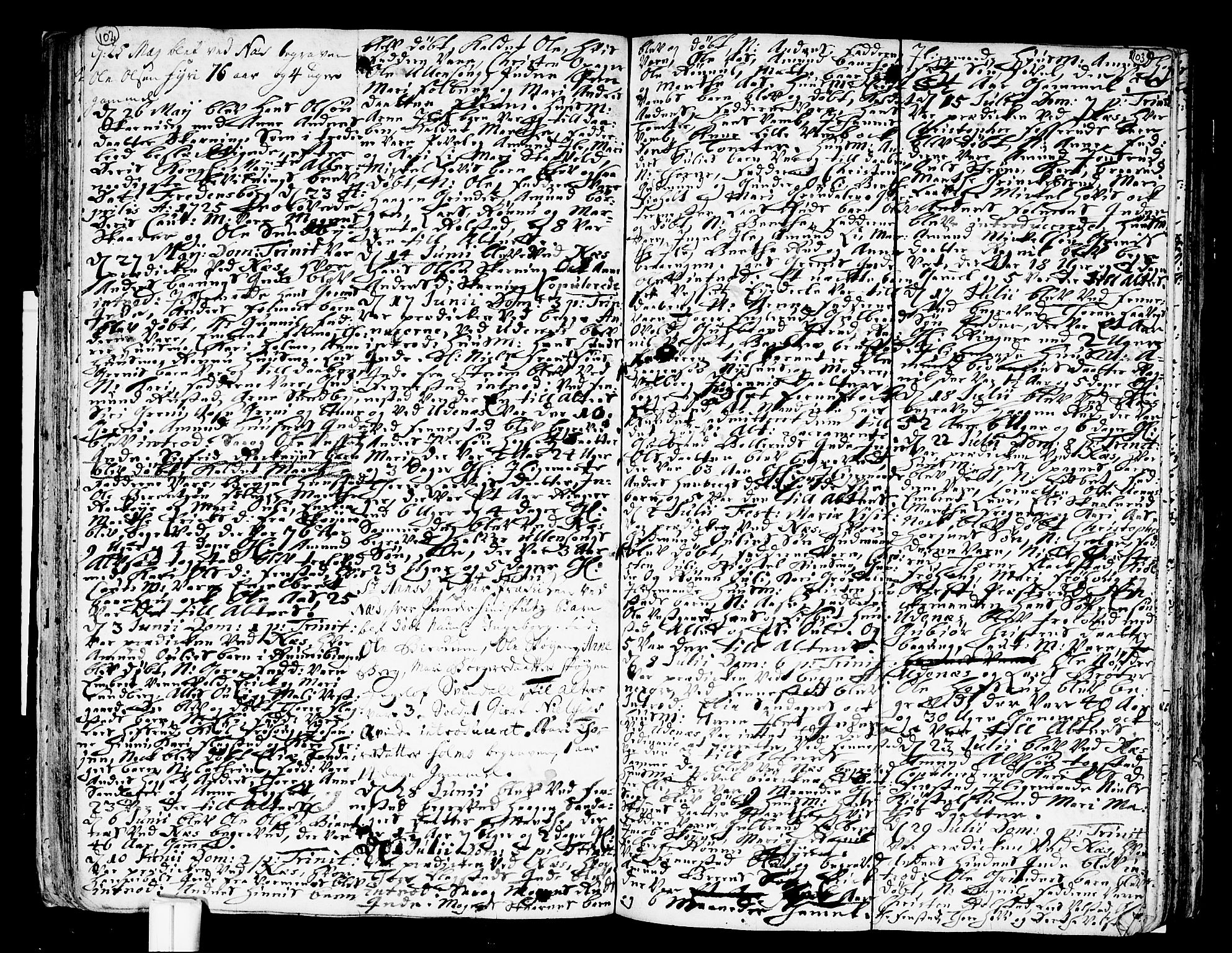 Nes prestekontor Kirkebøker, AV/SAO-A-10410/F/Fa/L0002: Parish register (official) no. I 2, 1717-1734, p. 102-103