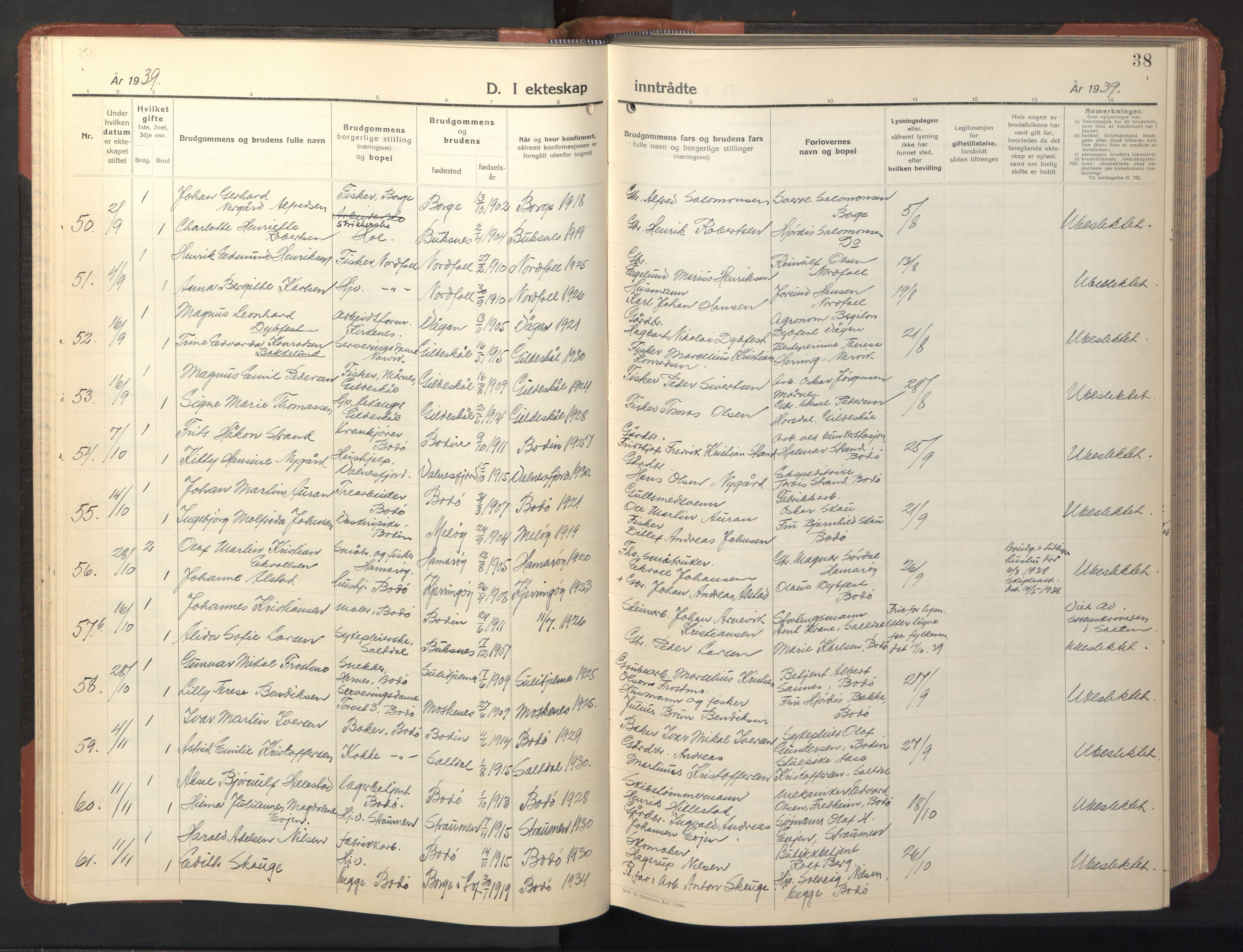 Ministerialprotokoller, klokkerbøker og fødselsregistre - Nordland, SAT/A-1459/801/L0038: Parish register (copy) no. 801C13, 1935-1951, p. 38